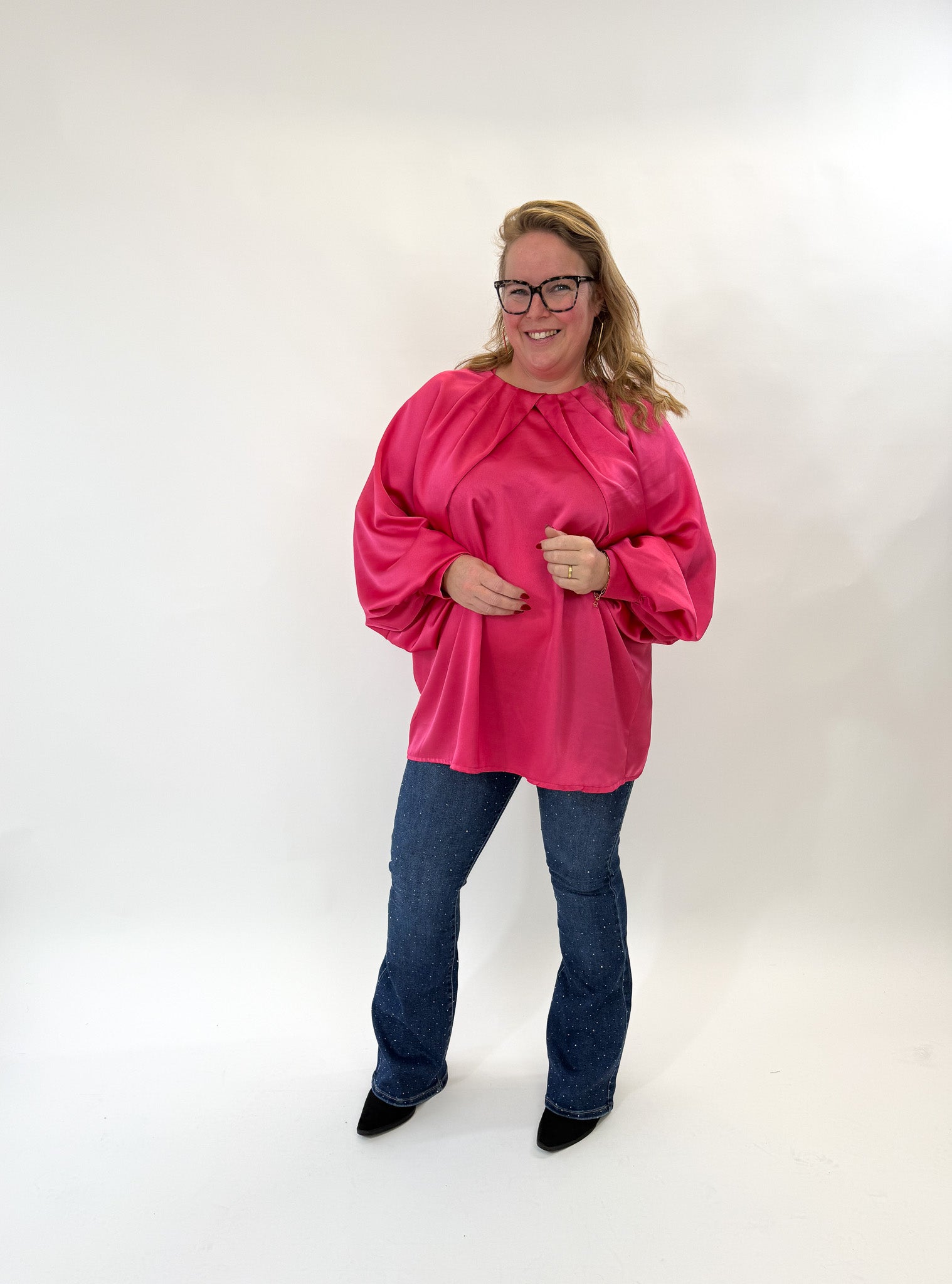 SATIN HOGE HALS TOP - 1817