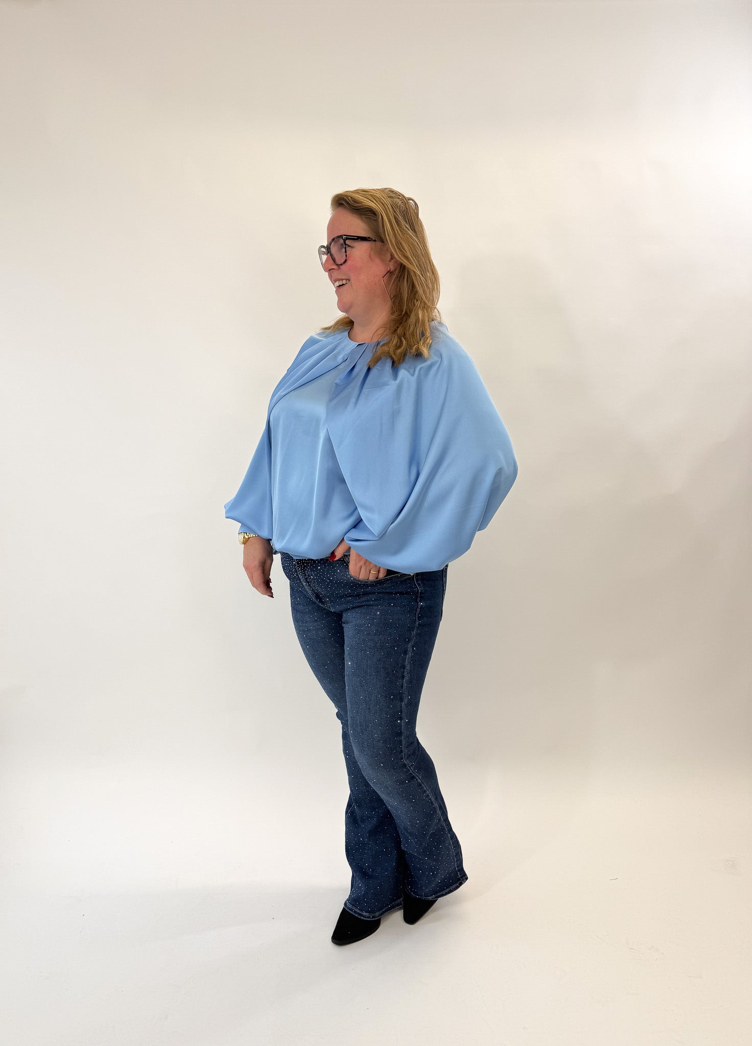 SATIN HOGE HALS TOP - 1817