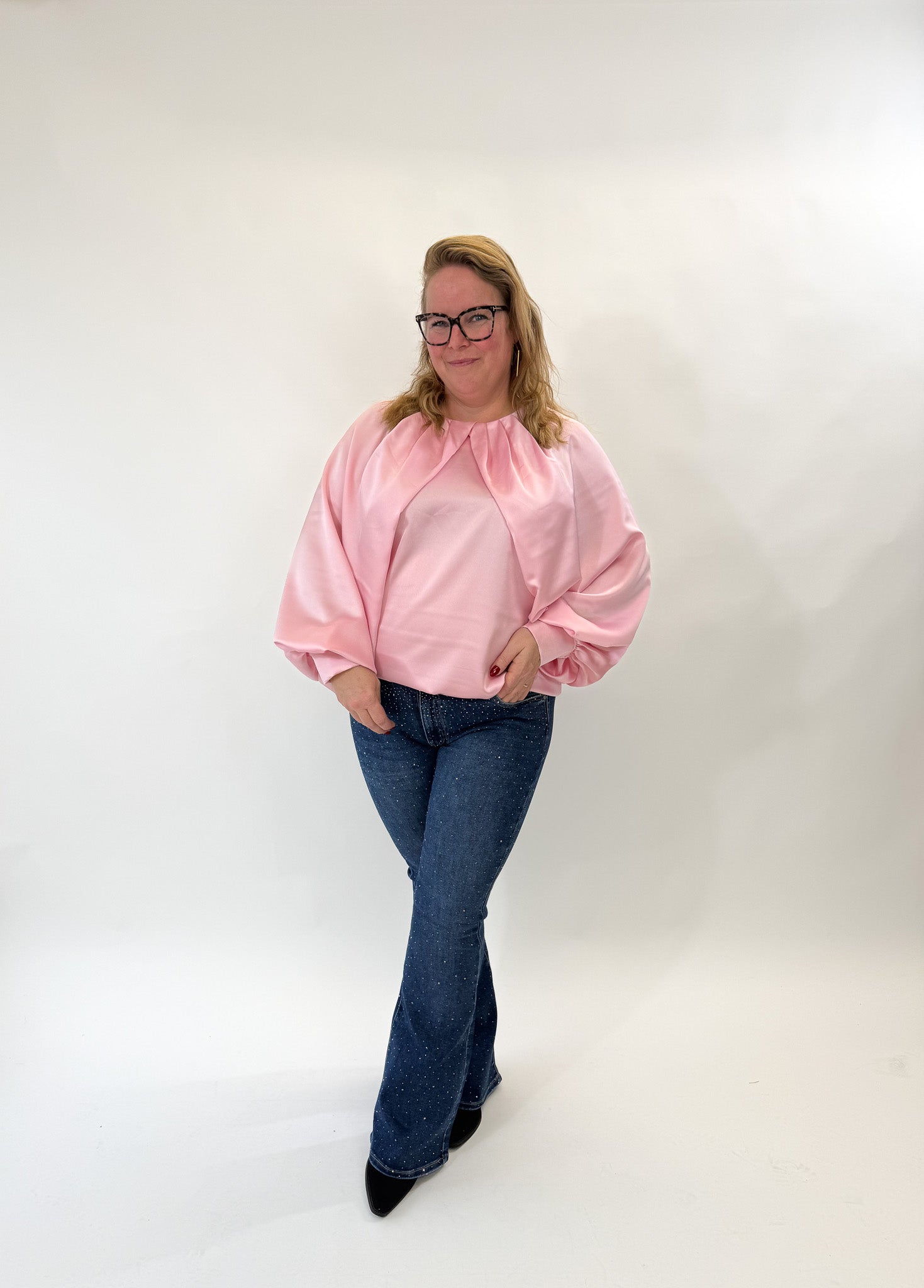 SATIN HOGE HALS TOP - 1817