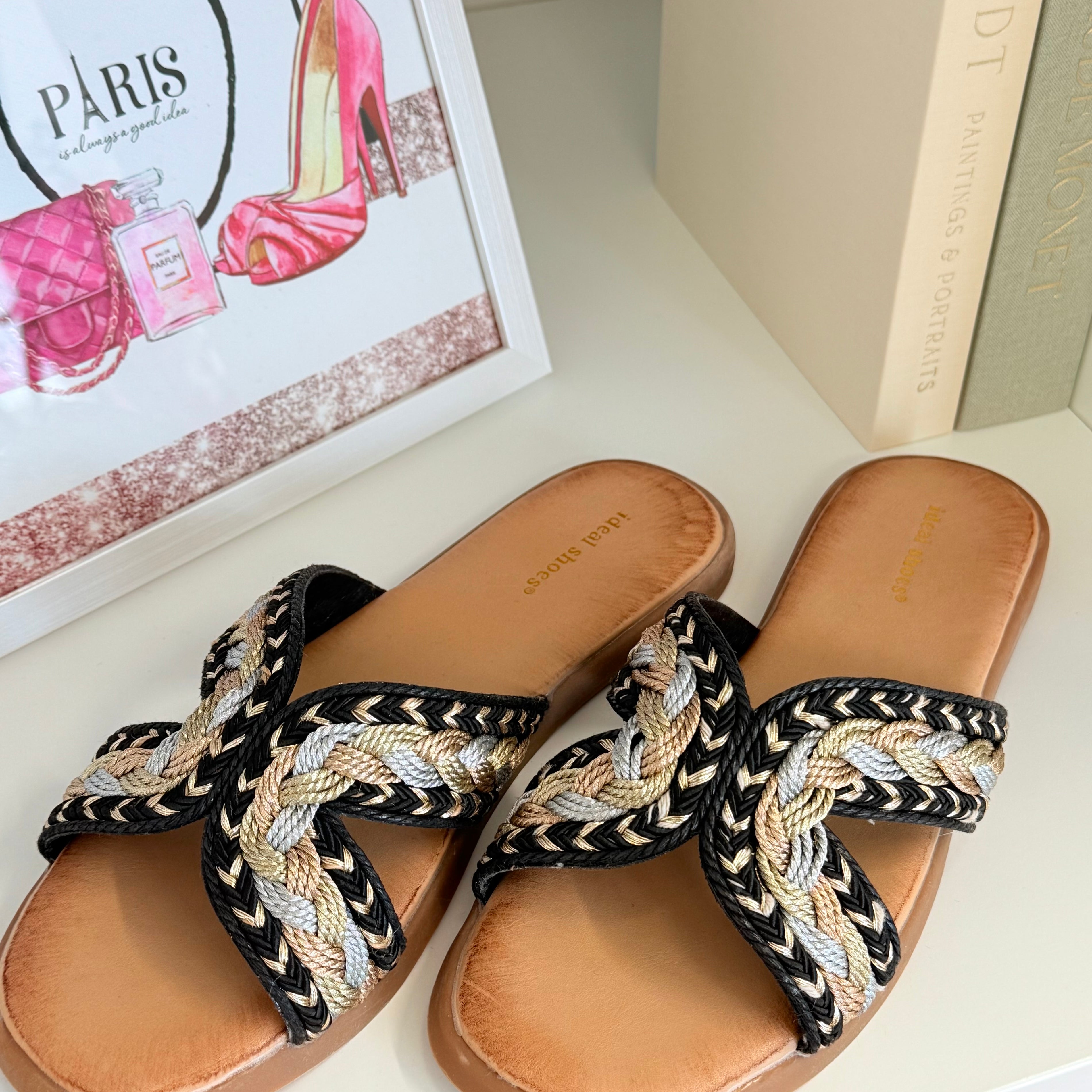 IBIZA STYLE SLIPPER - ZWART