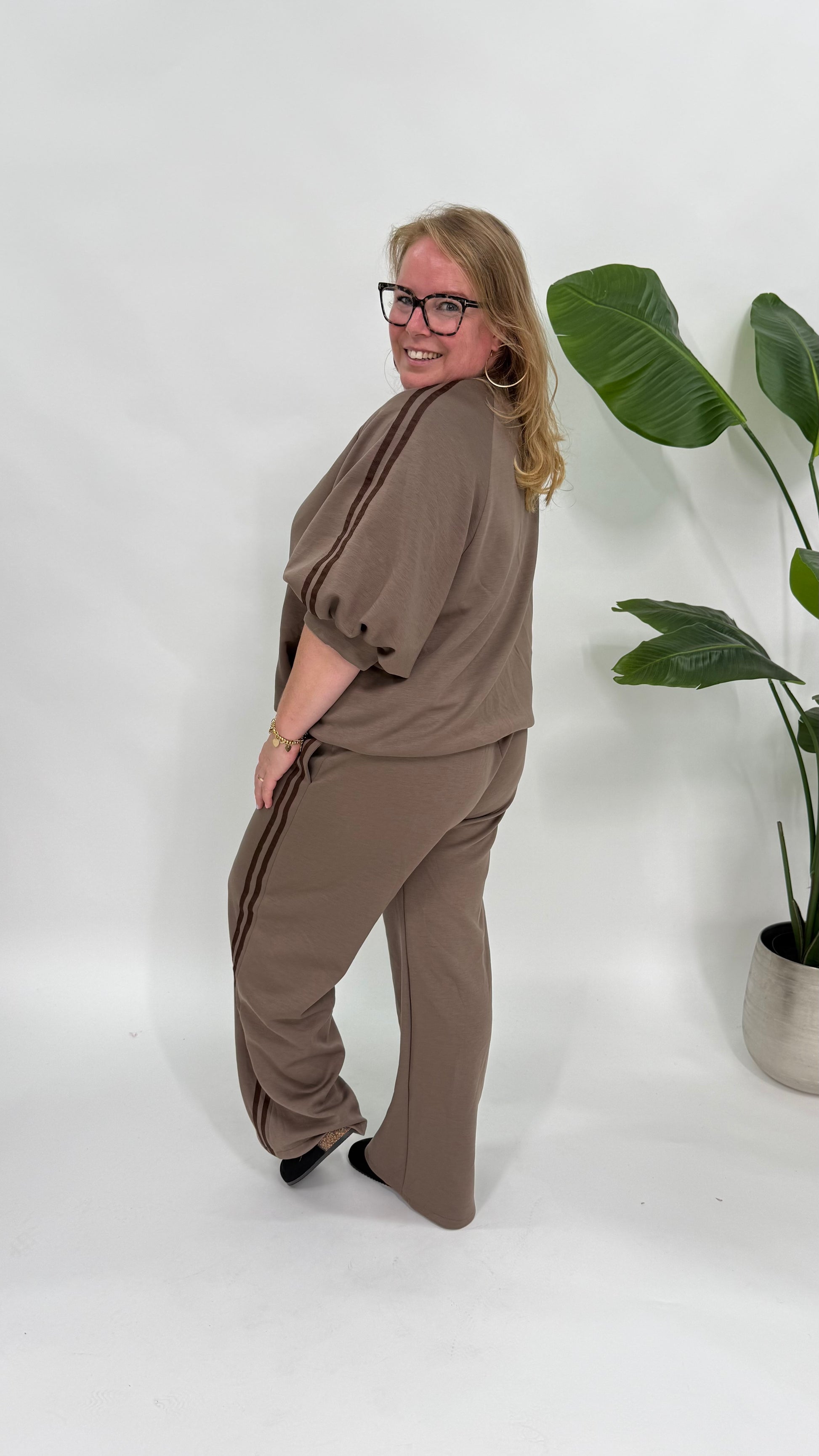 SPORTI STREEP SET MET VEST TAUPE