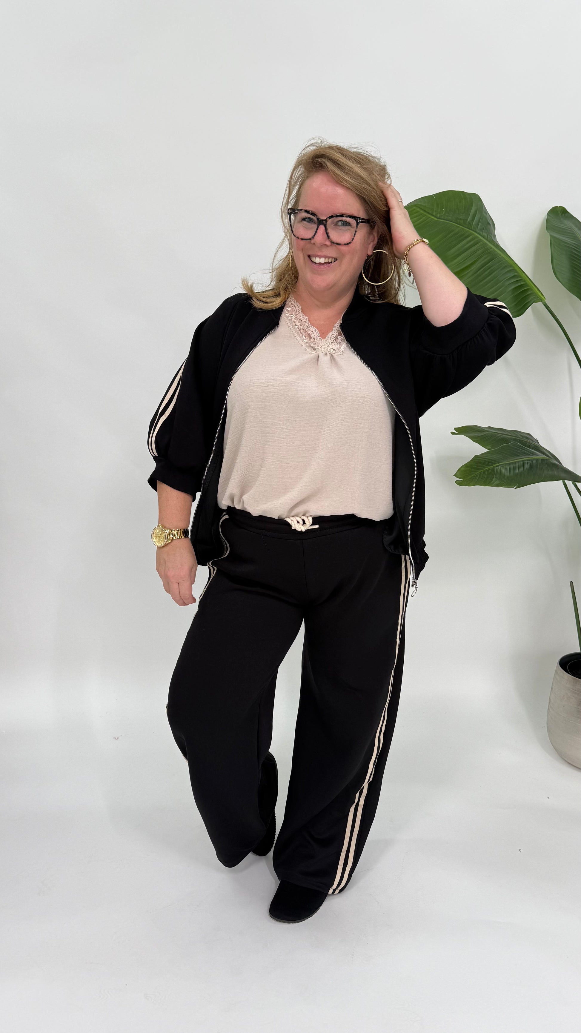 SPORTI STREEP SET MET VEST ZWART