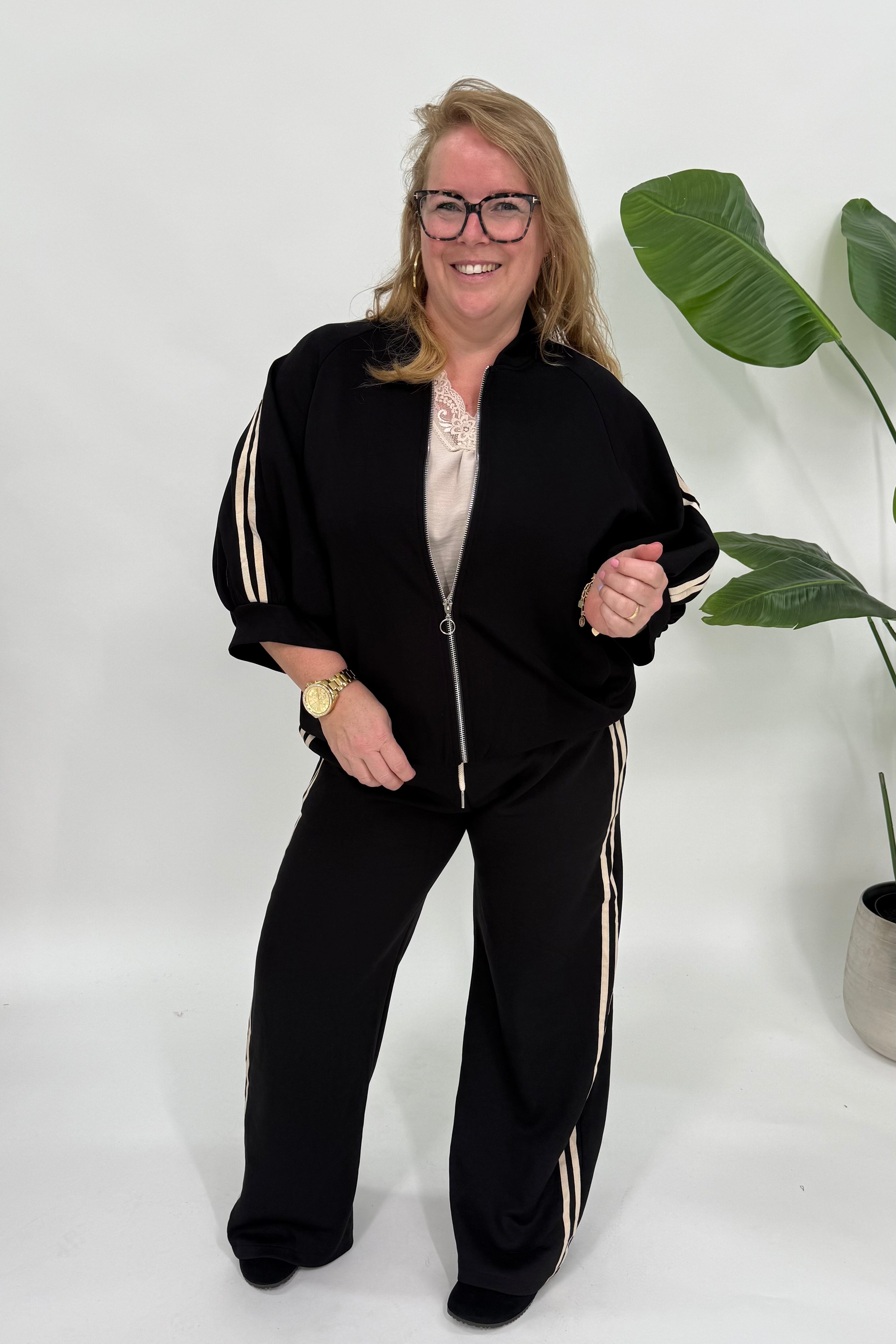SPORTI STREEP SET MET VEST ZWART