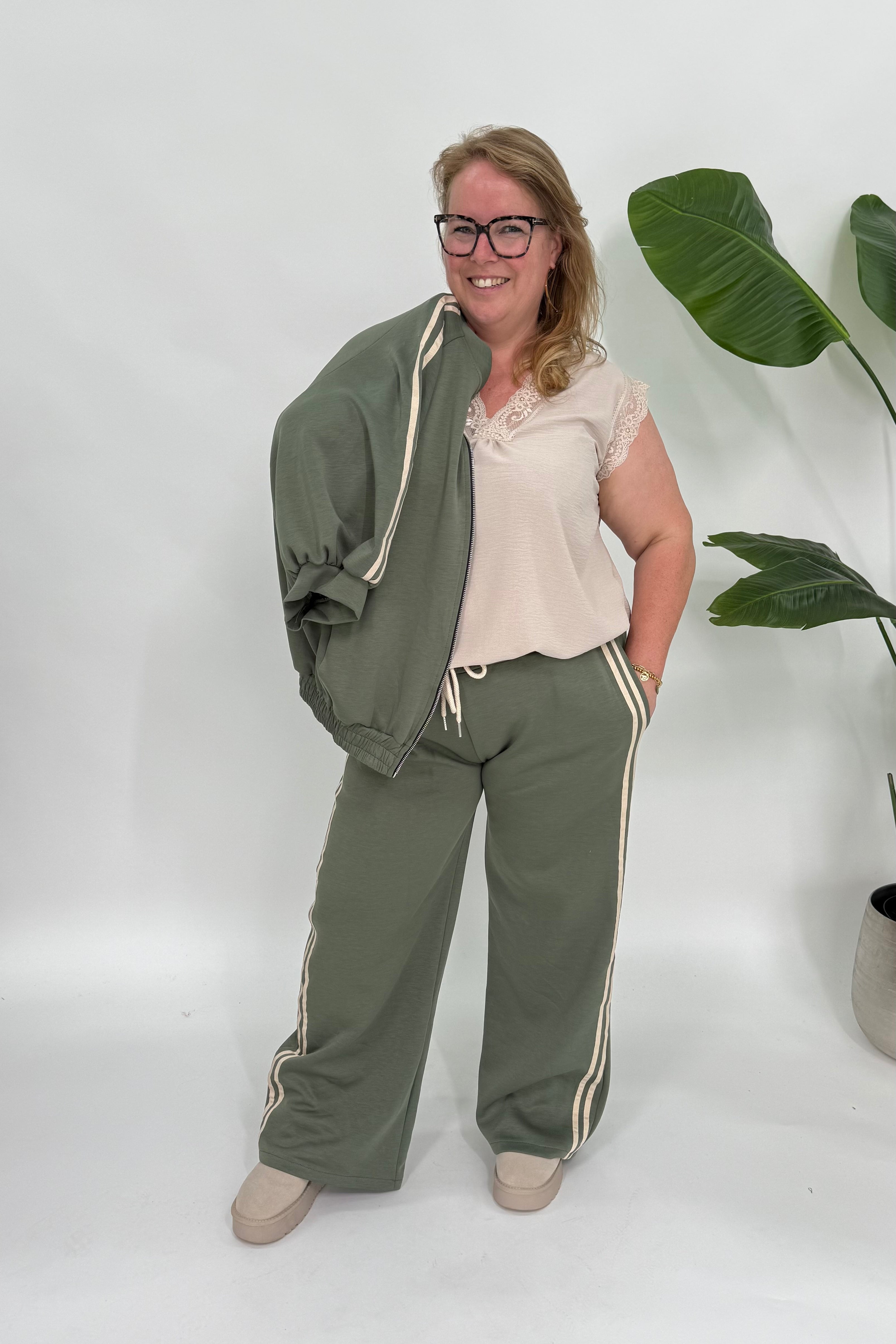SPORTI STREEP SET MET VEST ARMY