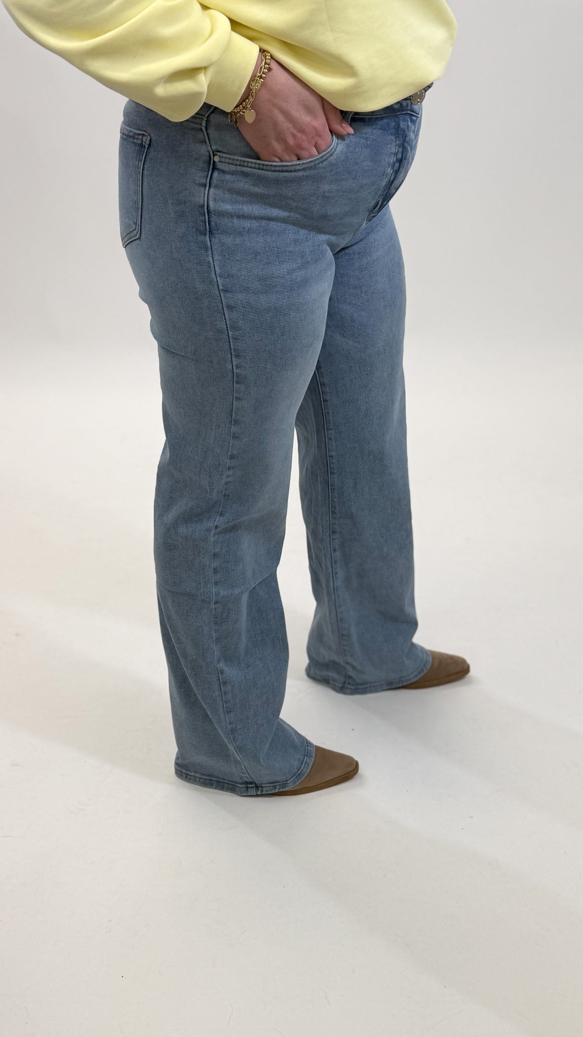 MOM WIDE LEG JEANS MERK GOODIES DJ2456 (40 bis 48) - GRAU