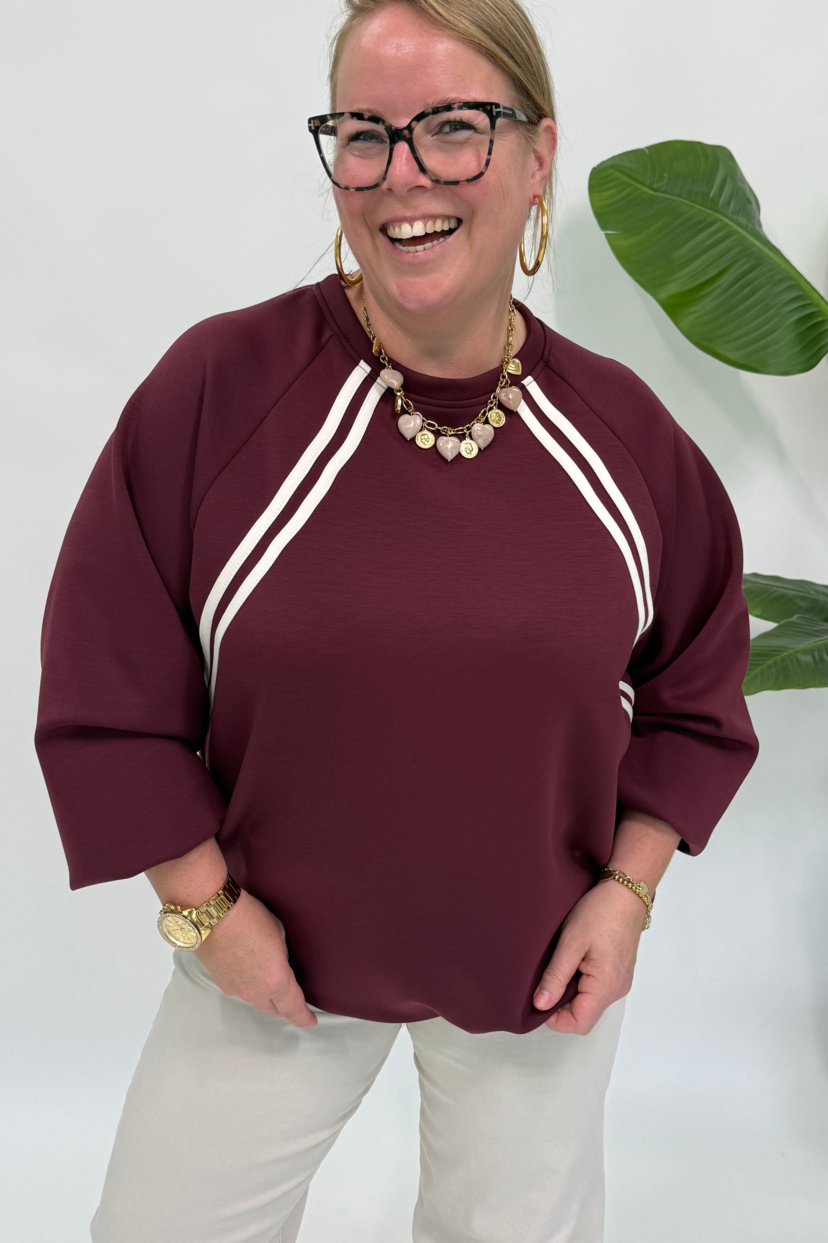 SPORTI SWEATER MET KOORD BURGUNDY