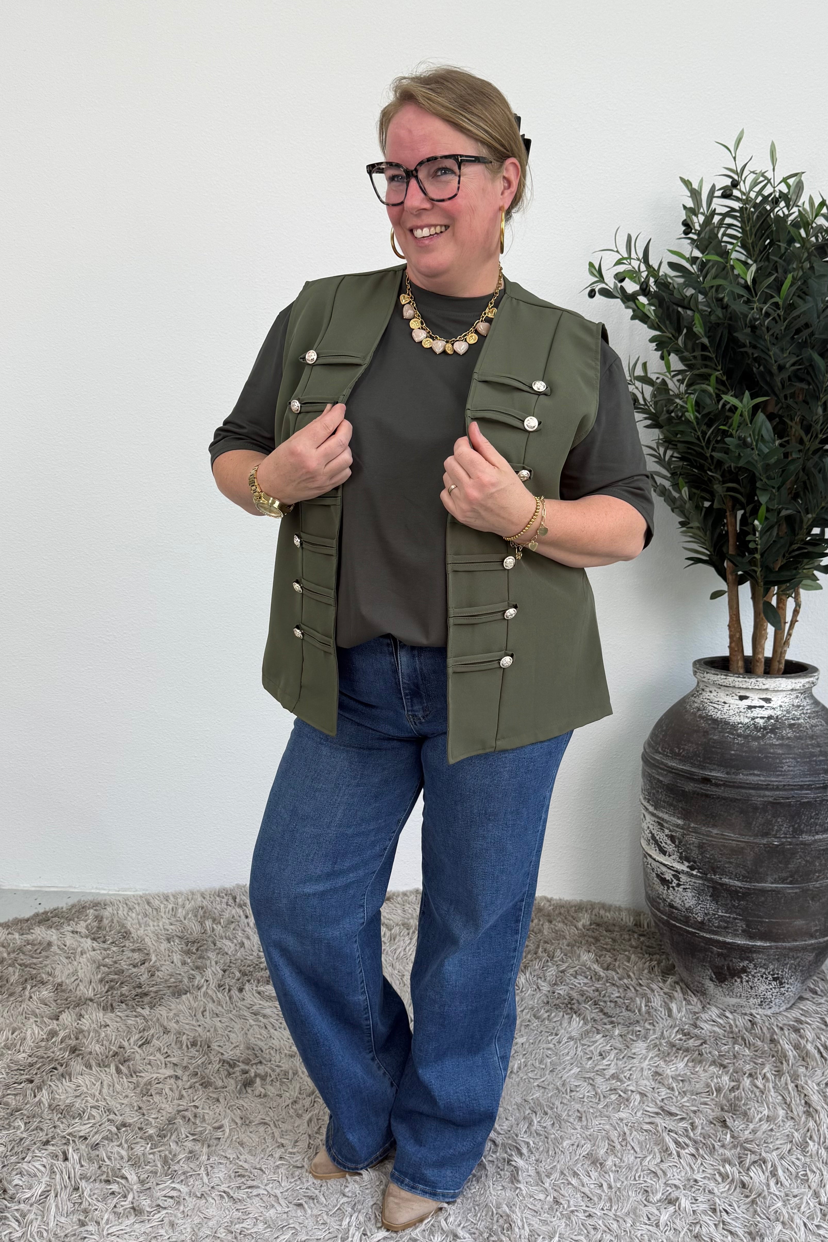 GILET MET SIERKNOPEN ARMY