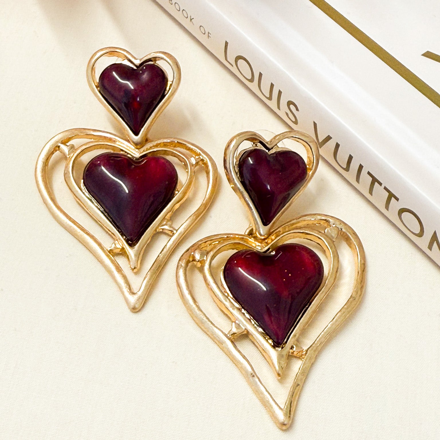 BORDEAUX HEARTS OORBELLEN