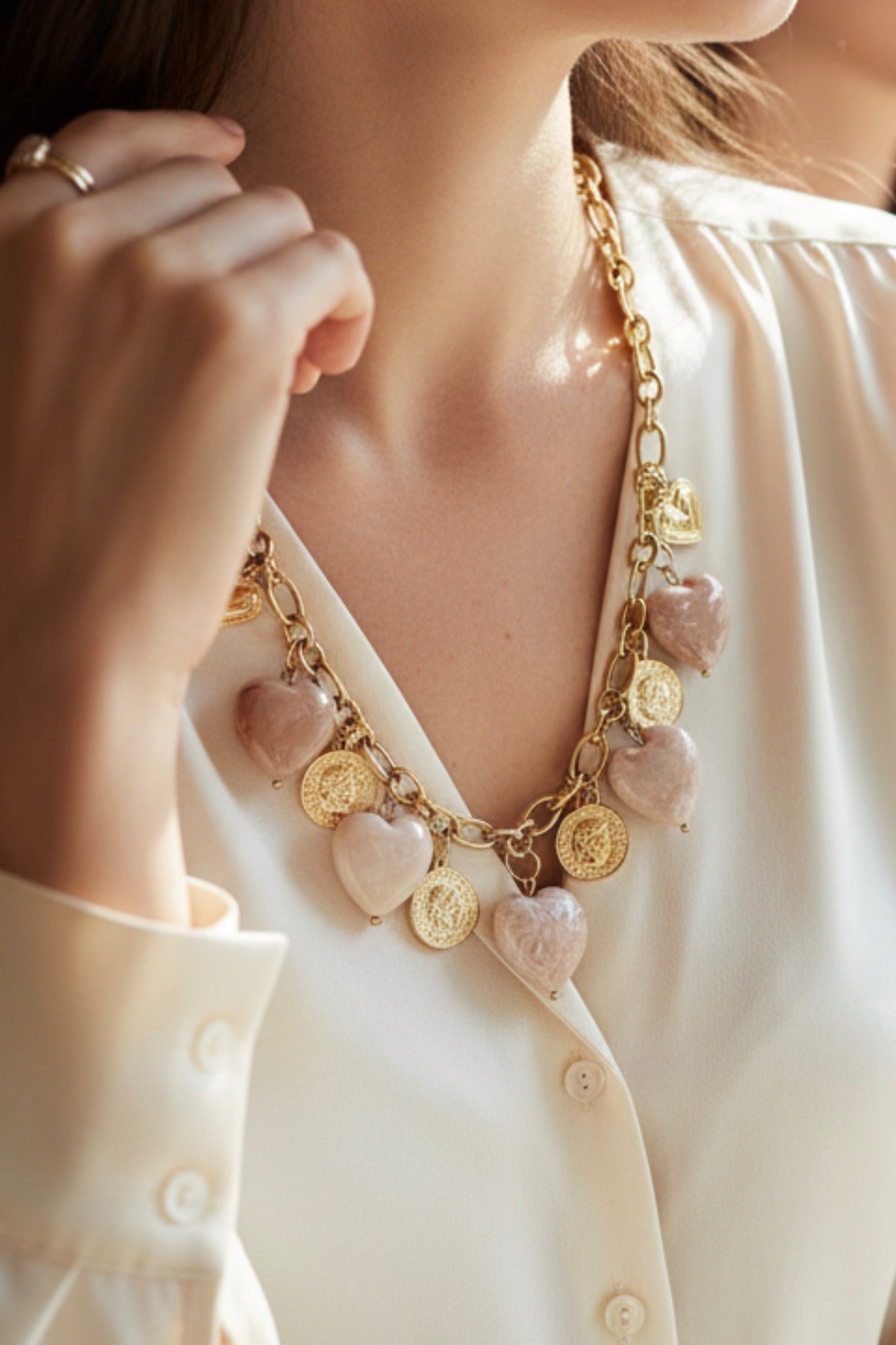 DIAMANT-HERZ-KETTE - GOLD