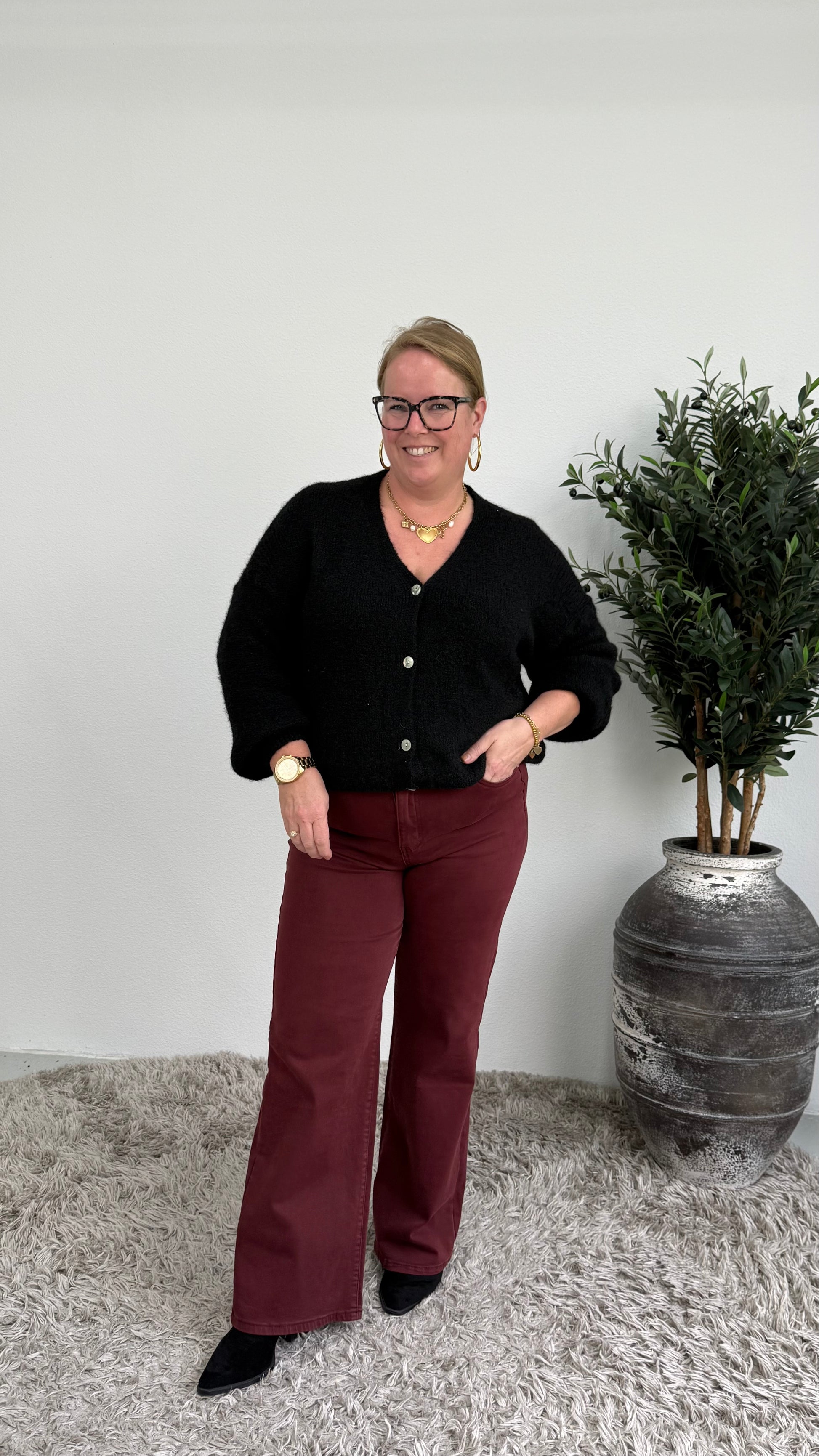 GEBREIDE CARDIGAN MET KNOPEN ZWART