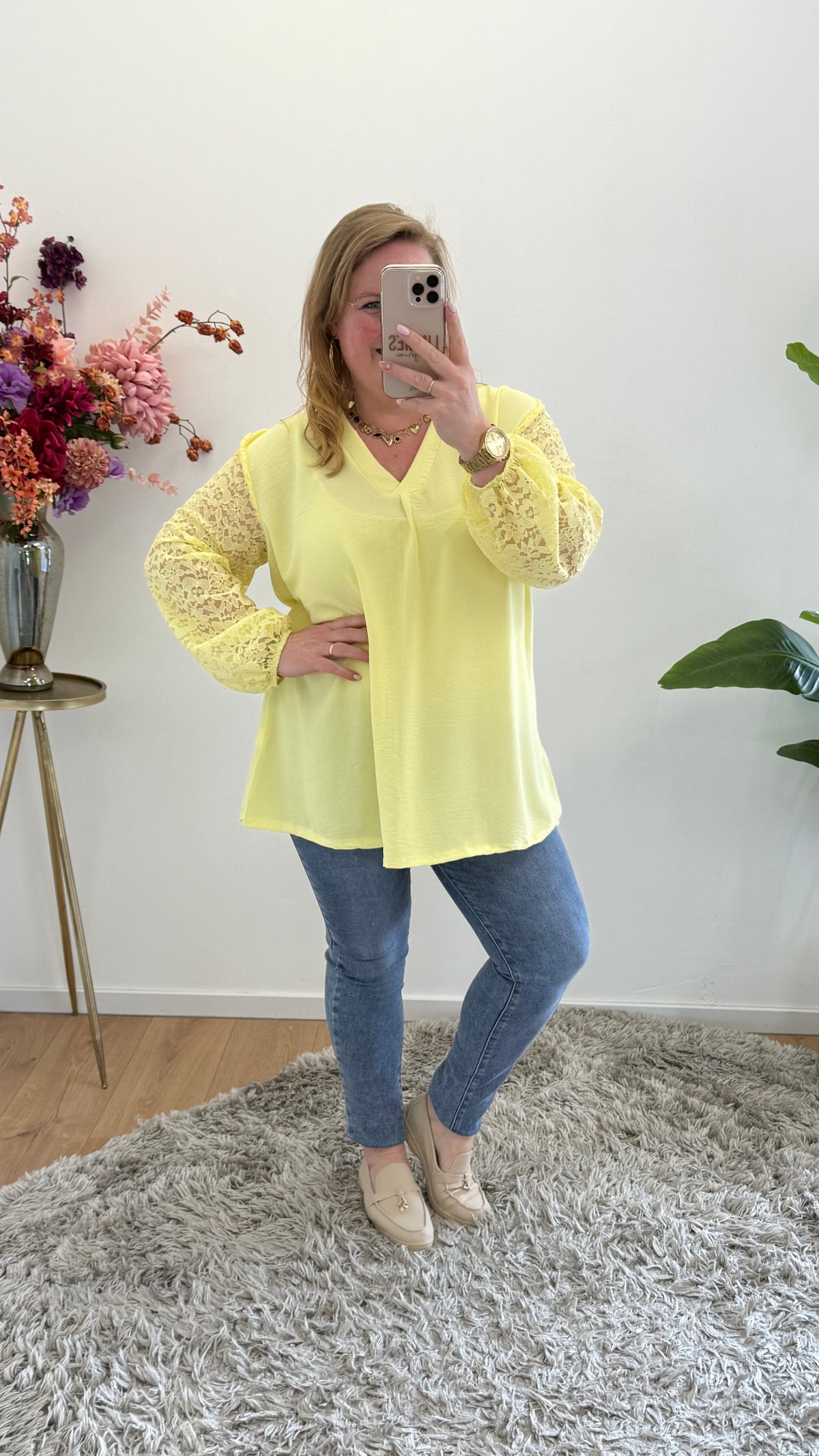 V-HALS TOP MET KANT - 1398