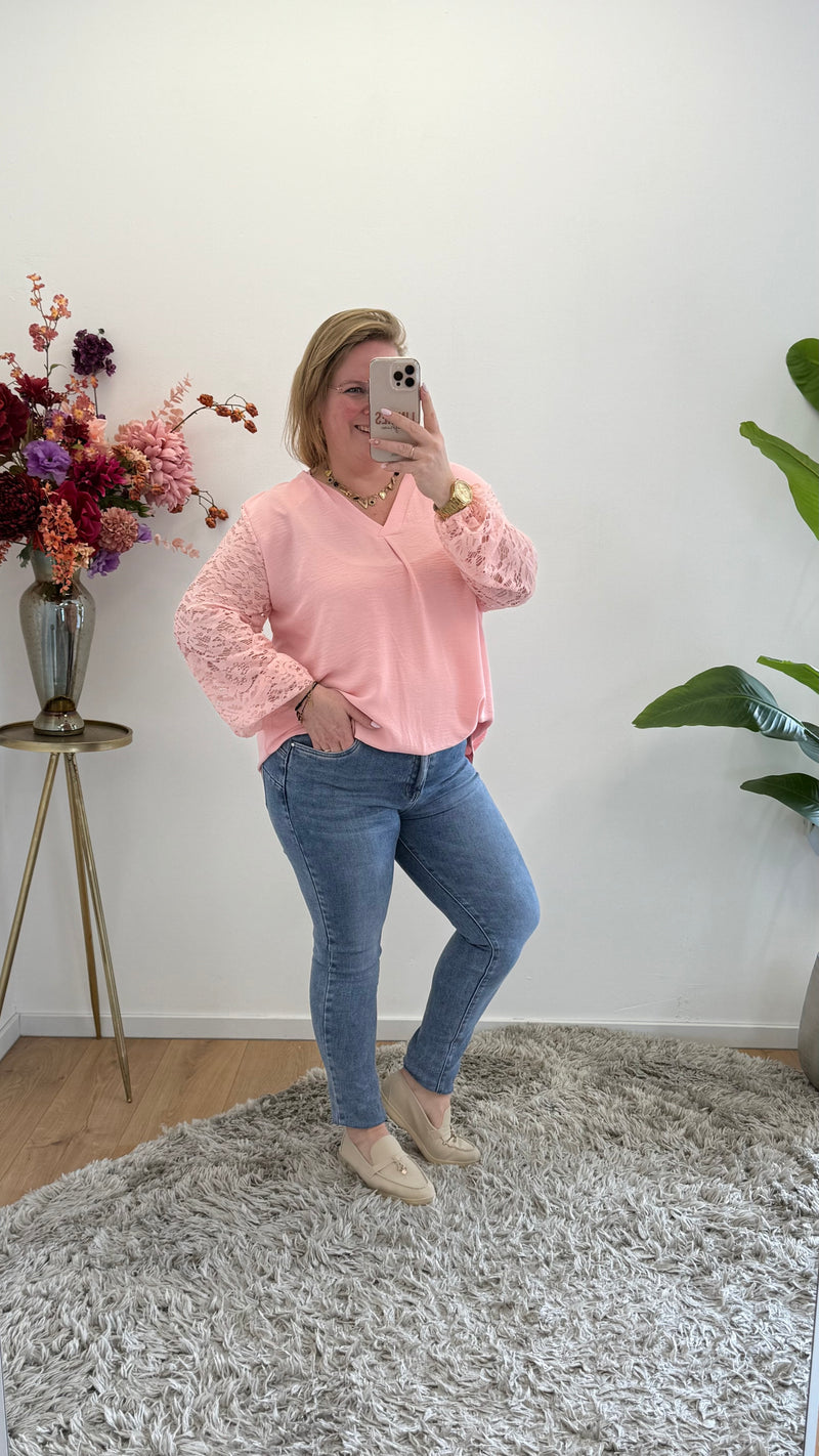 V-HALS TOP MET KANT - 1398