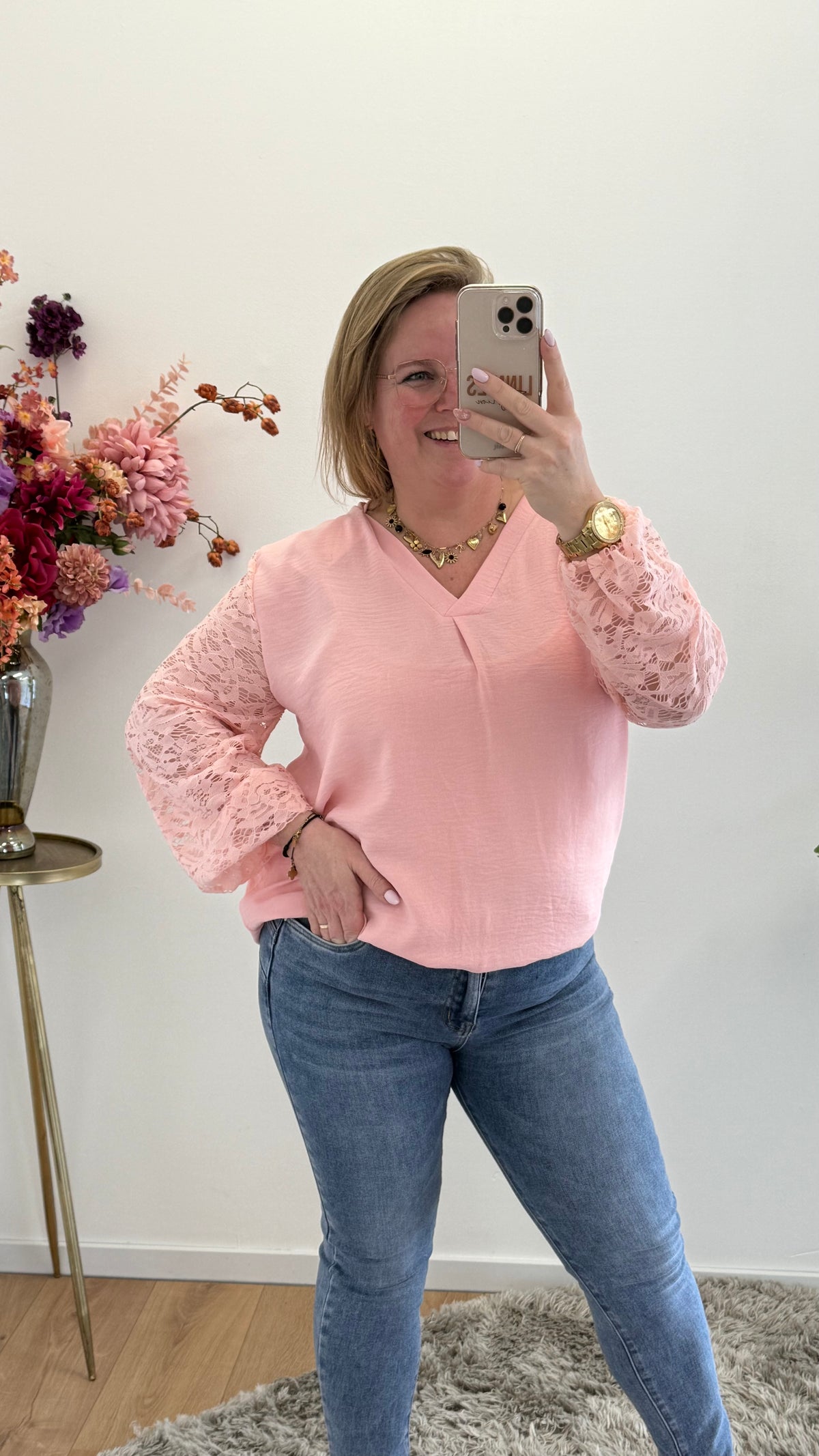 V-HALS TOP MET KANT - 1398