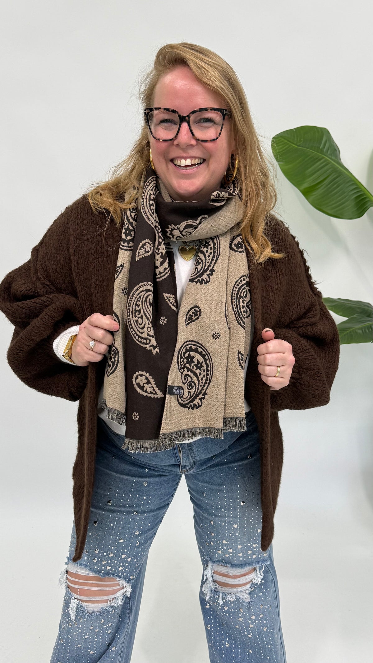 SJAAL MET PAISLEY PRINT ESPRESSO
