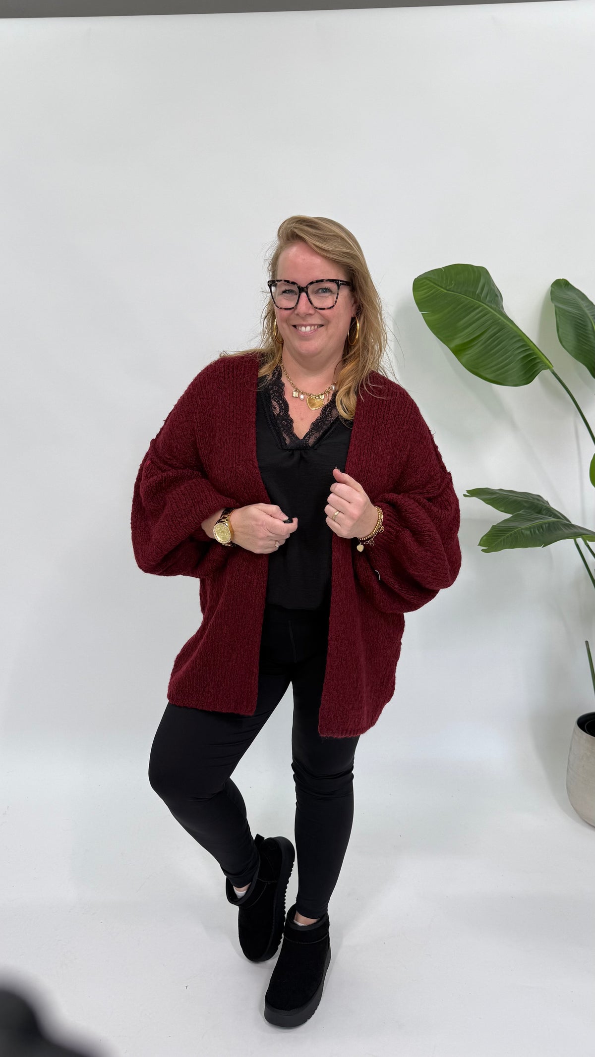 VEST MET BALLON MOUW BORDEAUX