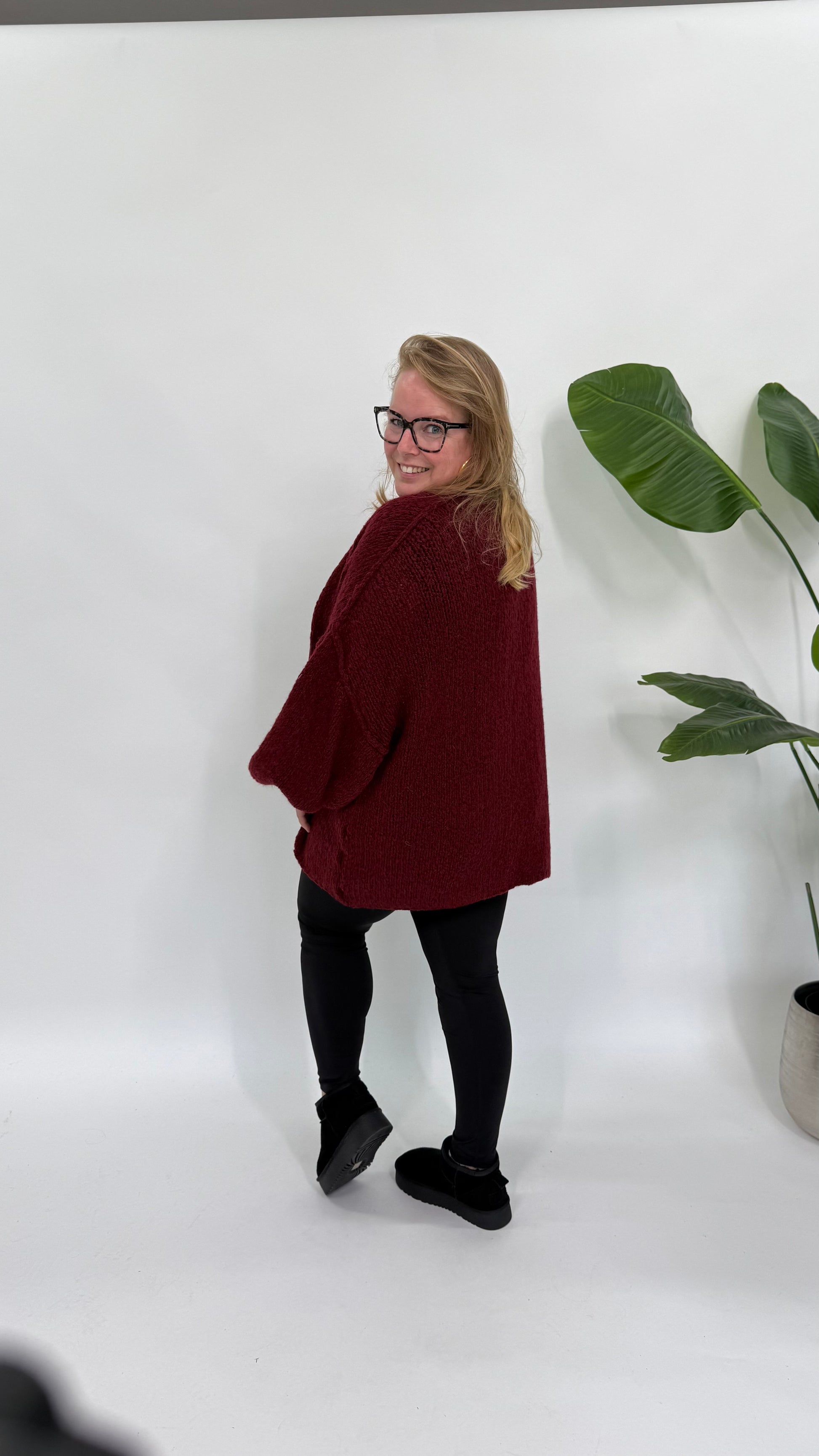 VEST MET BALLON MOUW BORDEAUX