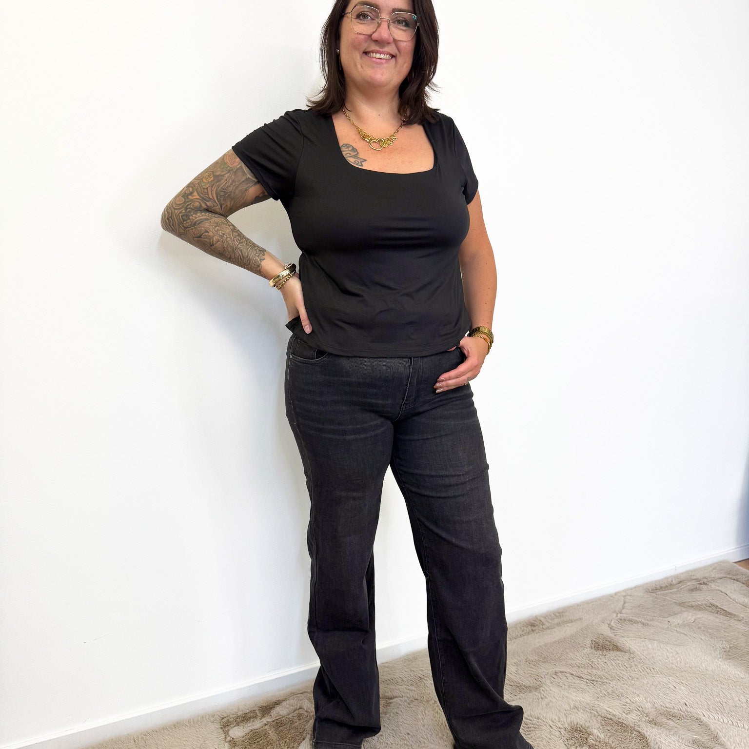 TALL GOODIES JEANS WIDE LEG ZWART DENIM - DJ2726T