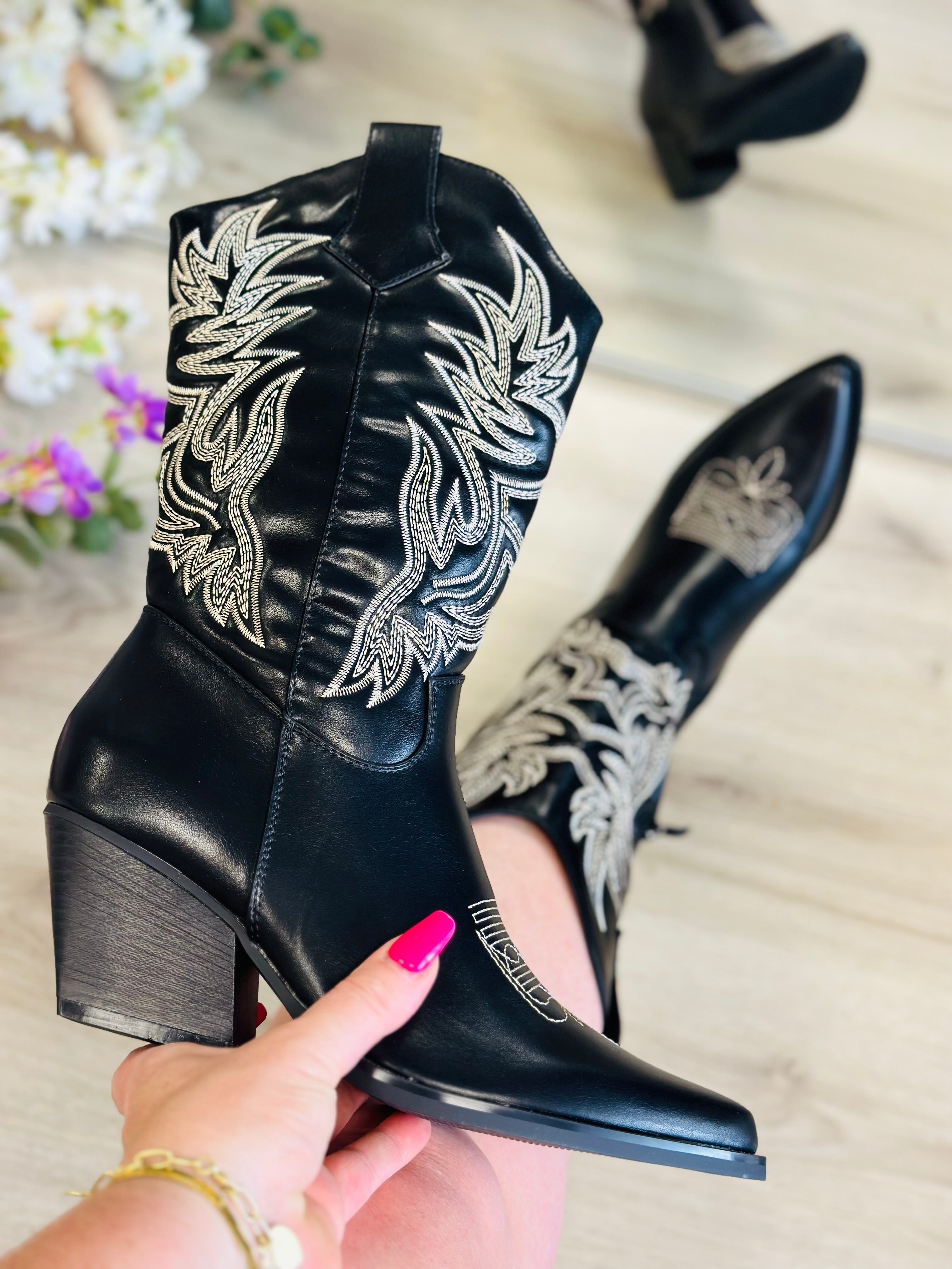 COWBOY BOOTS - ZWART DES953P