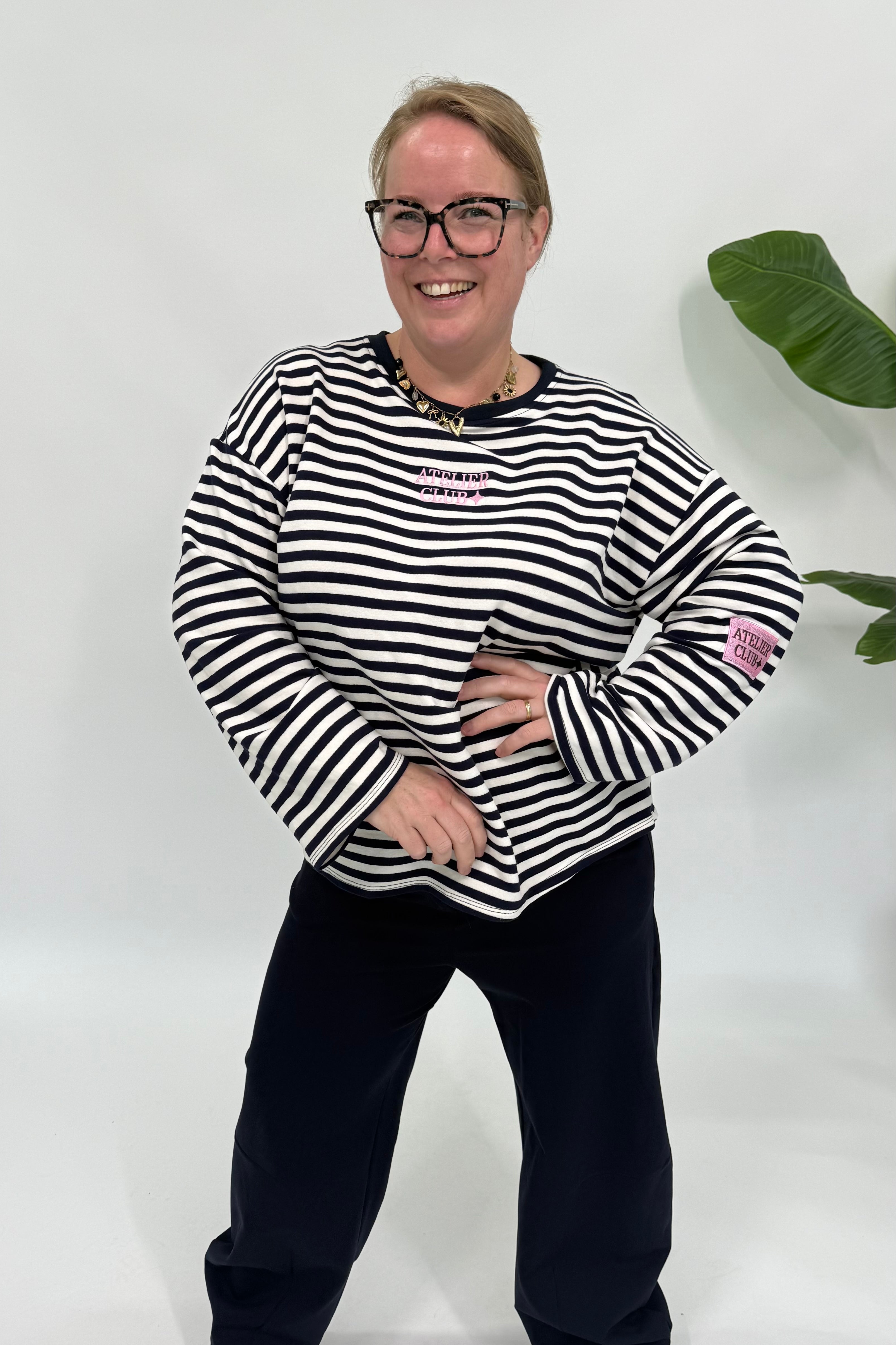 ATELIER CLUB STREEP SWEATER MARINE/OFFWHITE