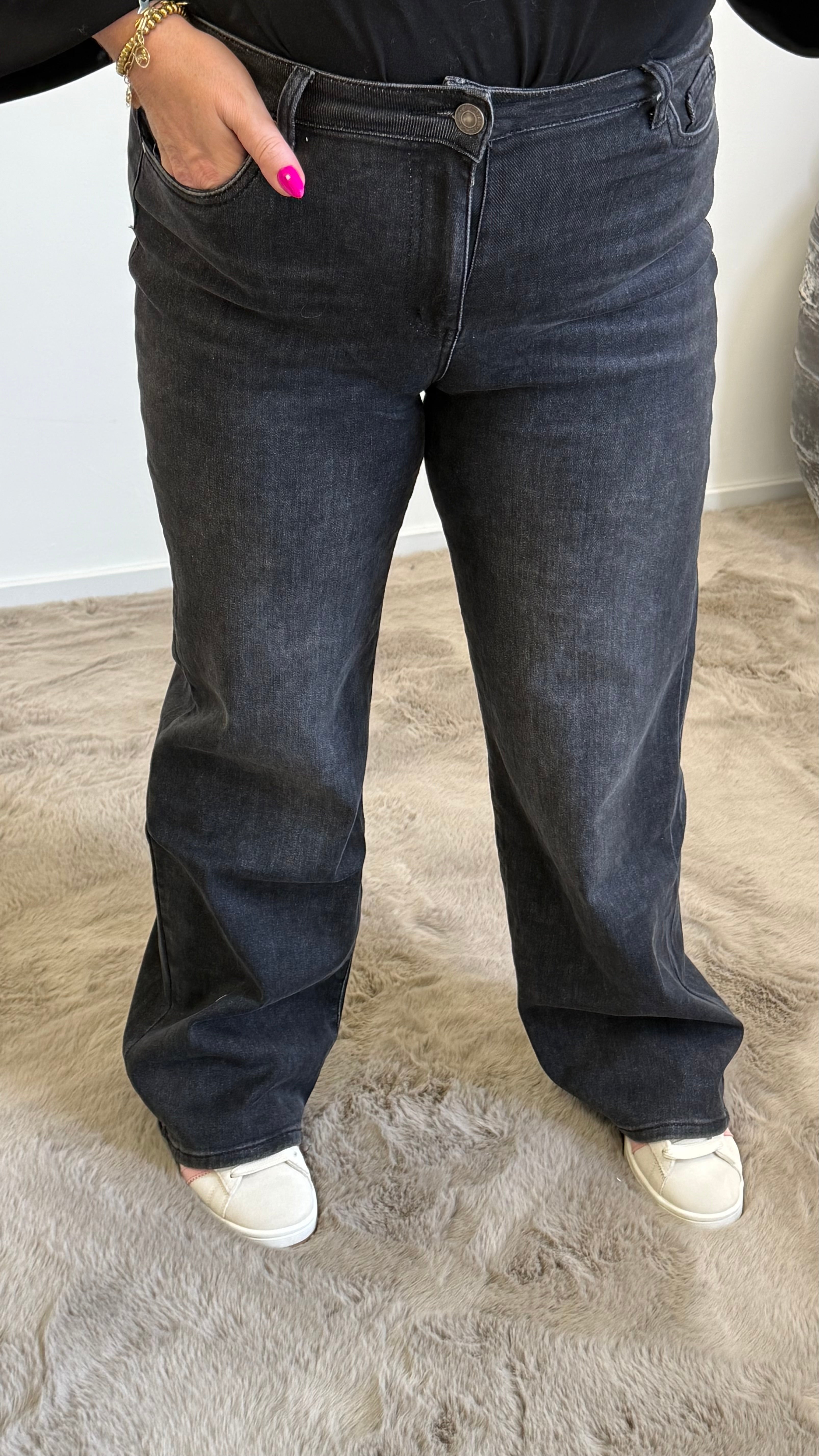 GOODIES JEANS WIDE LEGG ZWART DENIM - DJ2525