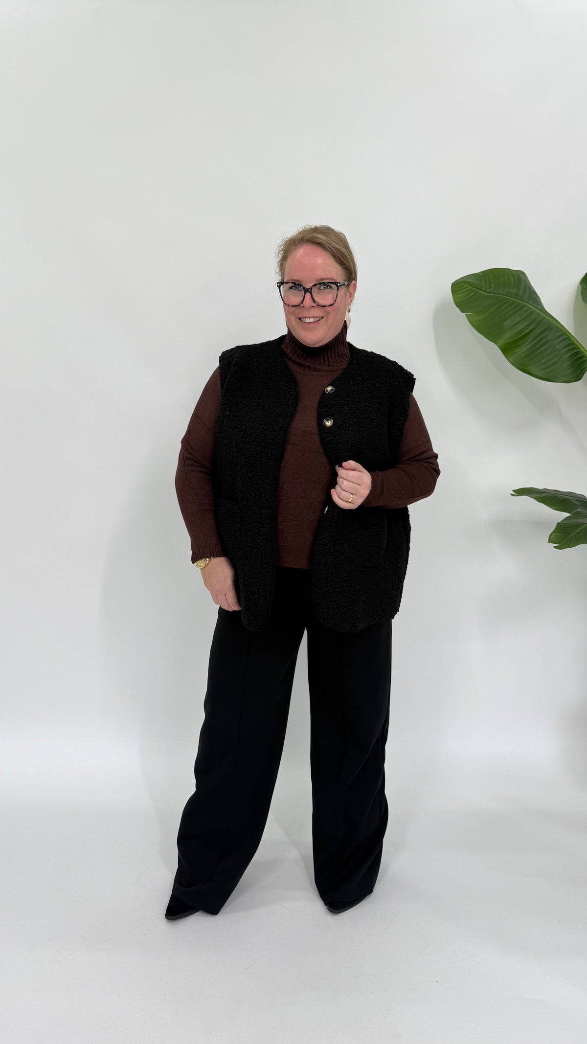 TEDDY GILET MET ZAKKEN ZWART