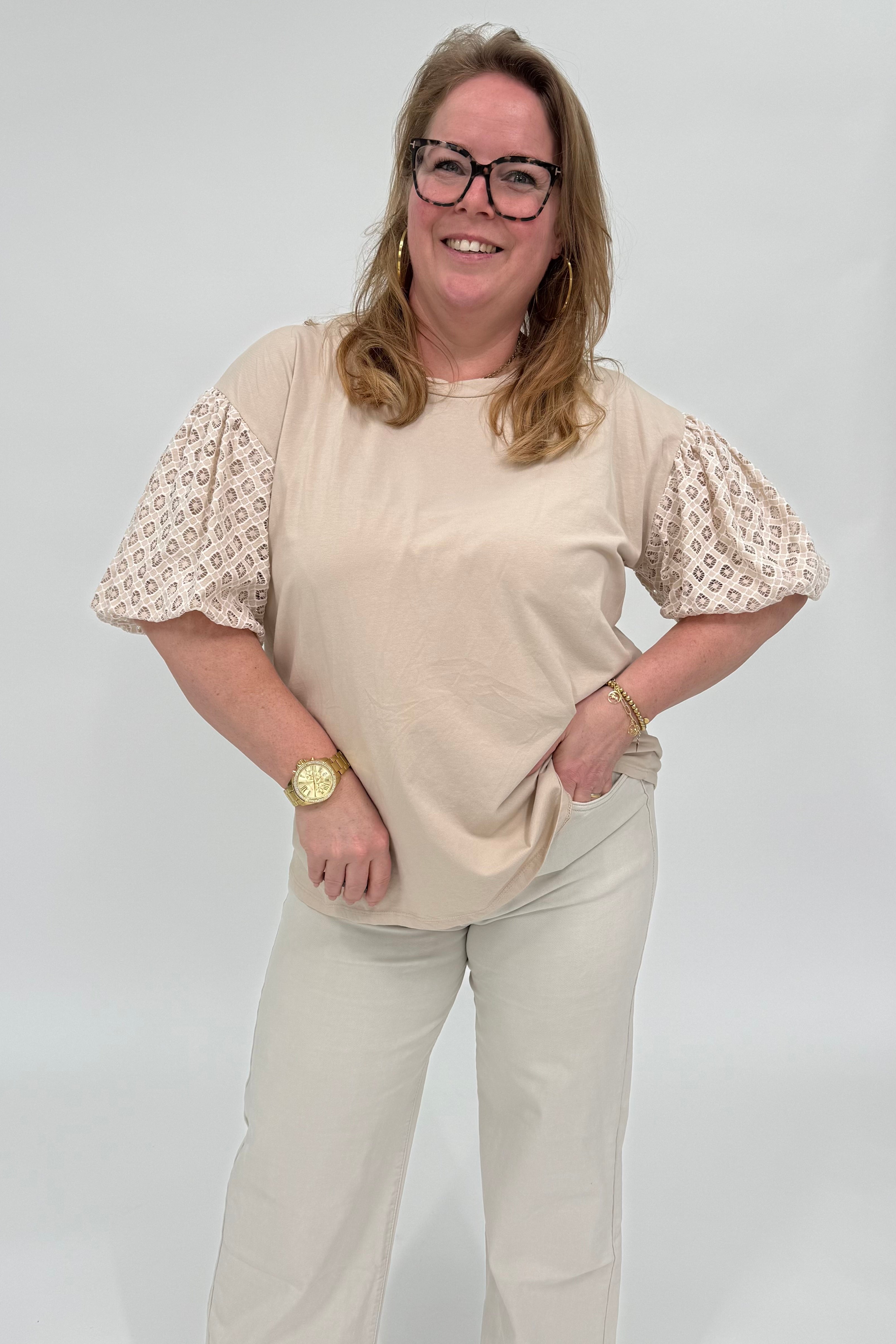 GOODIES DENIM WIDE LEG BEIGE - DJ2498-12