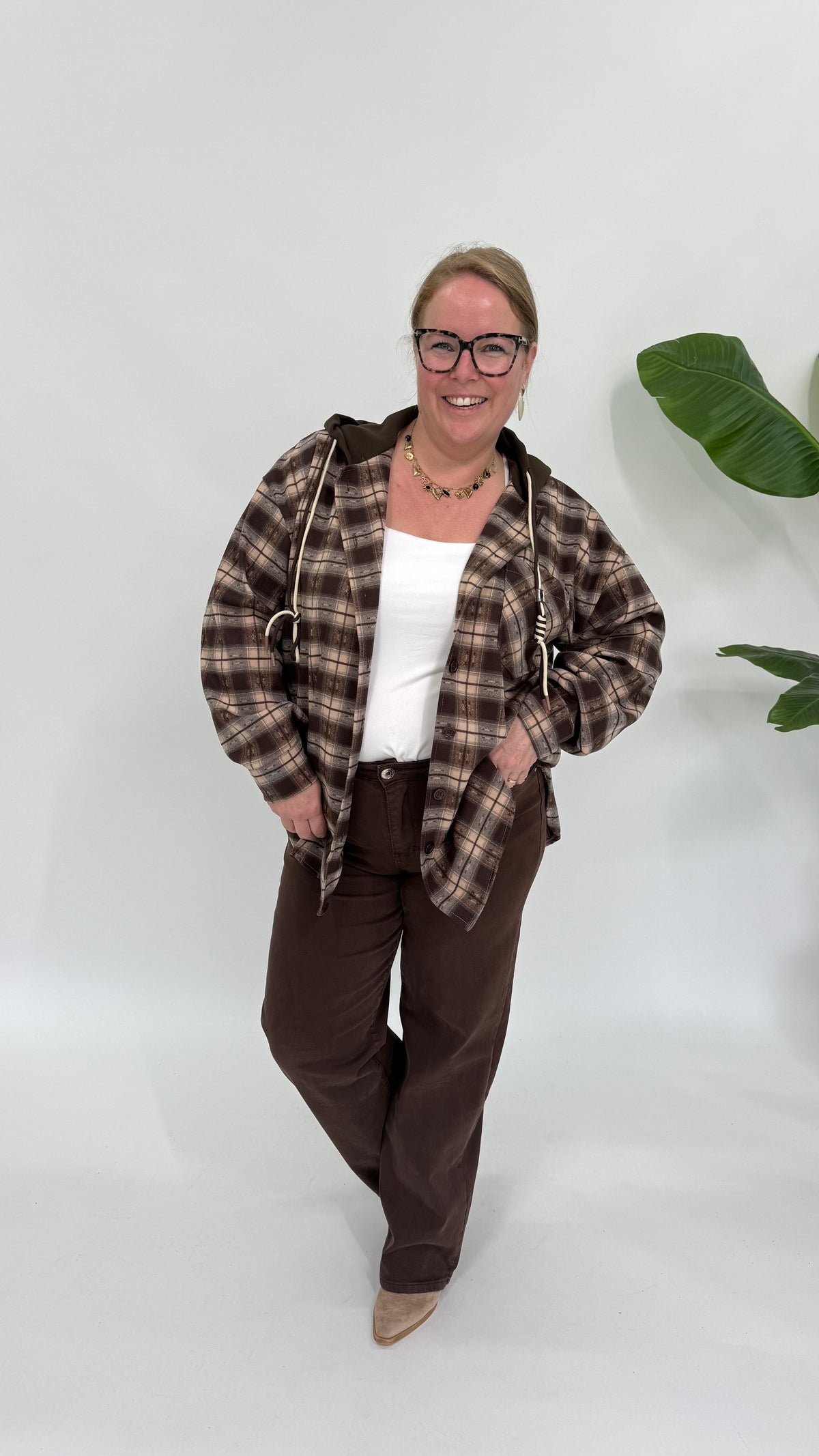 RUIT BLOUSE/JASJE MET CAPUCHON ESPRESSO