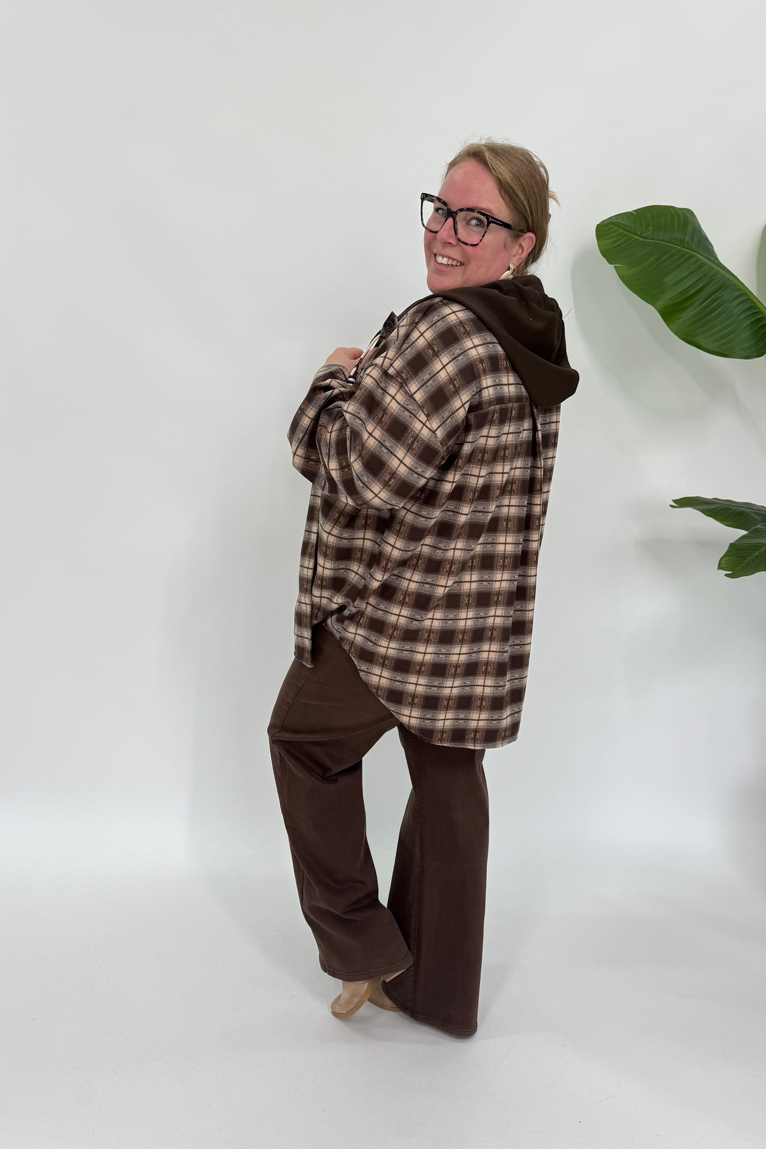 RUIT BLOUSE/JASJE MET CAPUCHON ESPRESSO