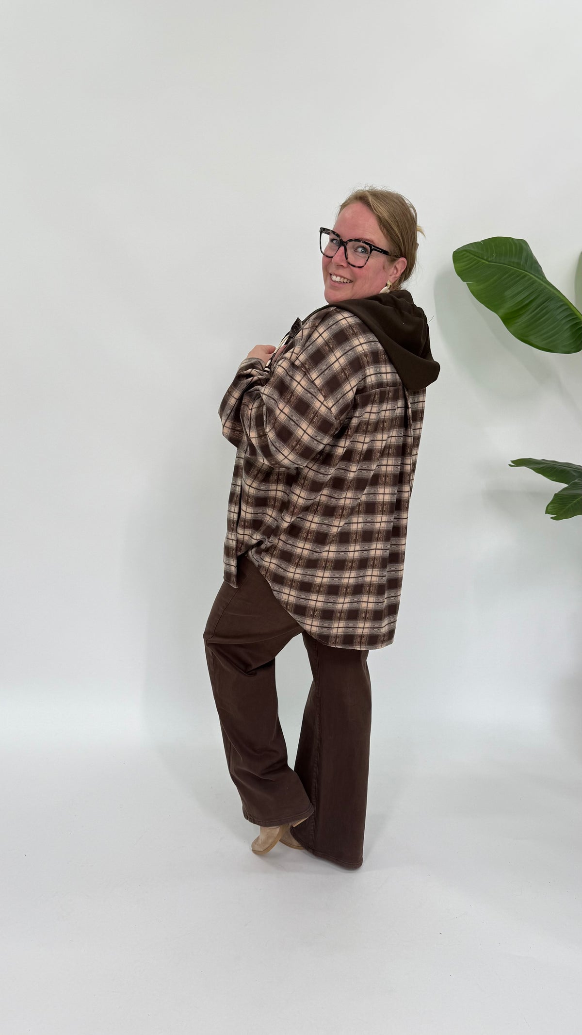 RUIT BLOUSE/JASJE MET CAPUCHON ESPRESSO