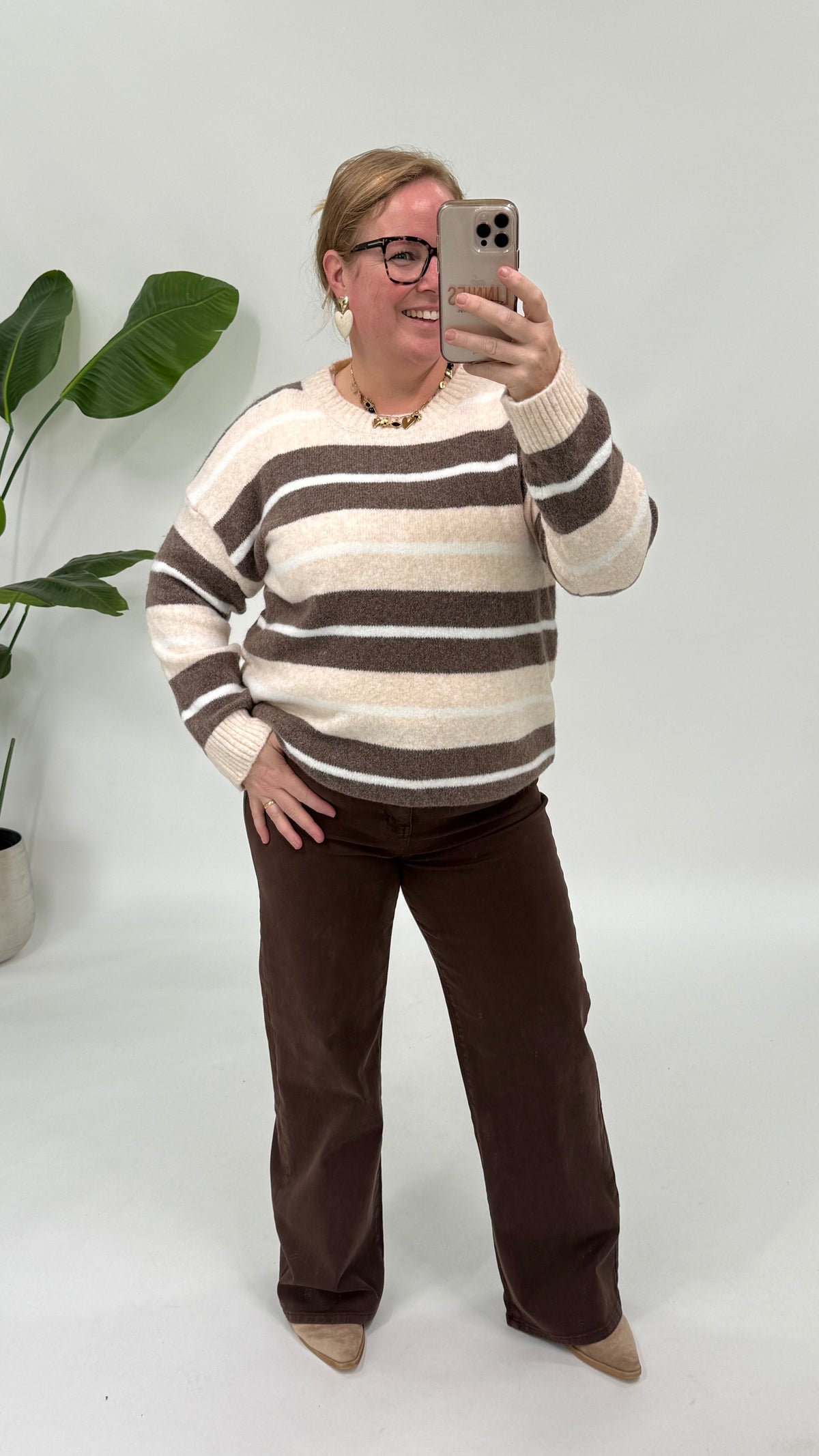 COLOR STREEP SWEATER CREME