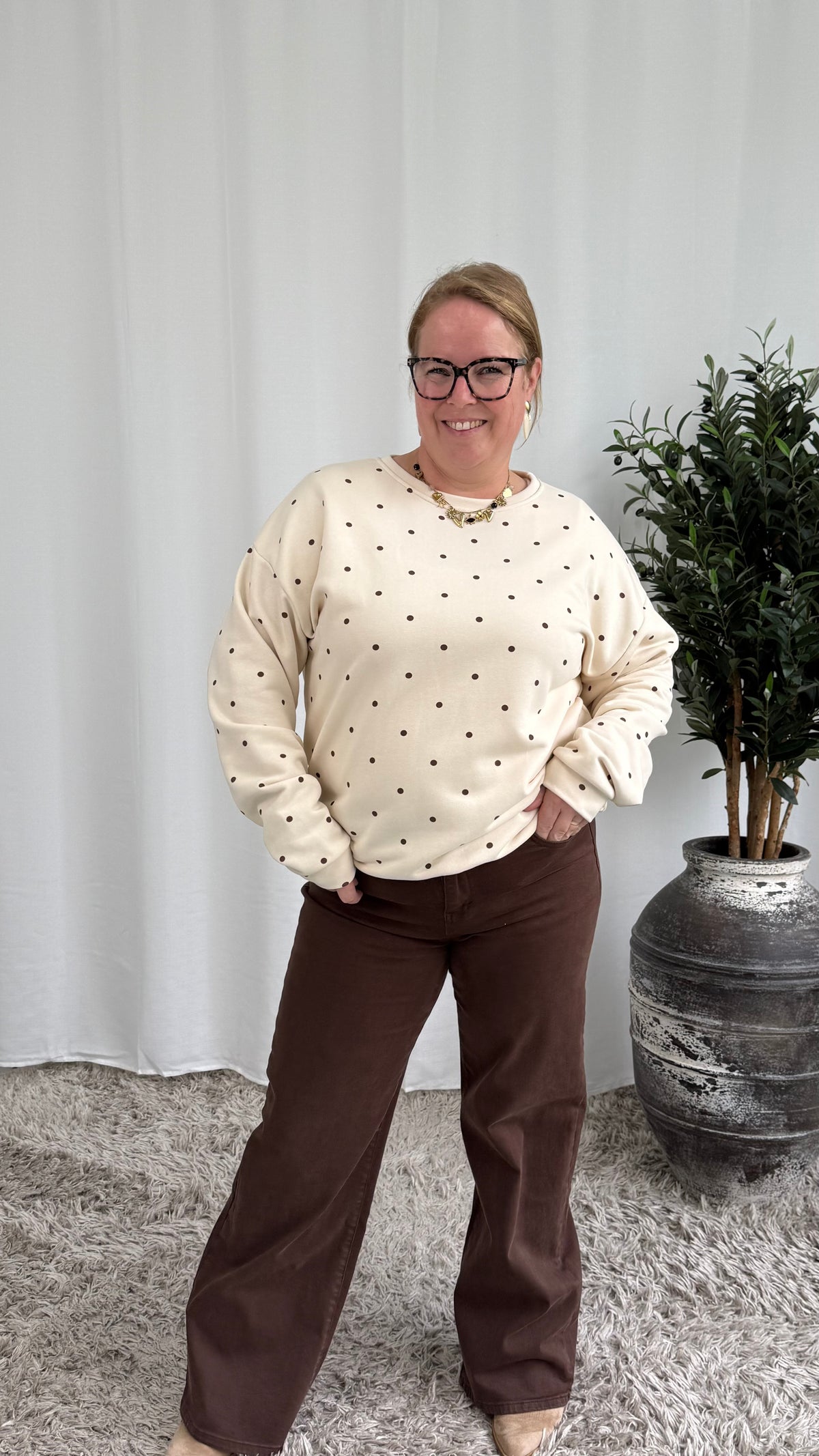 BISOUS DOTS SWEATER BEIGE
