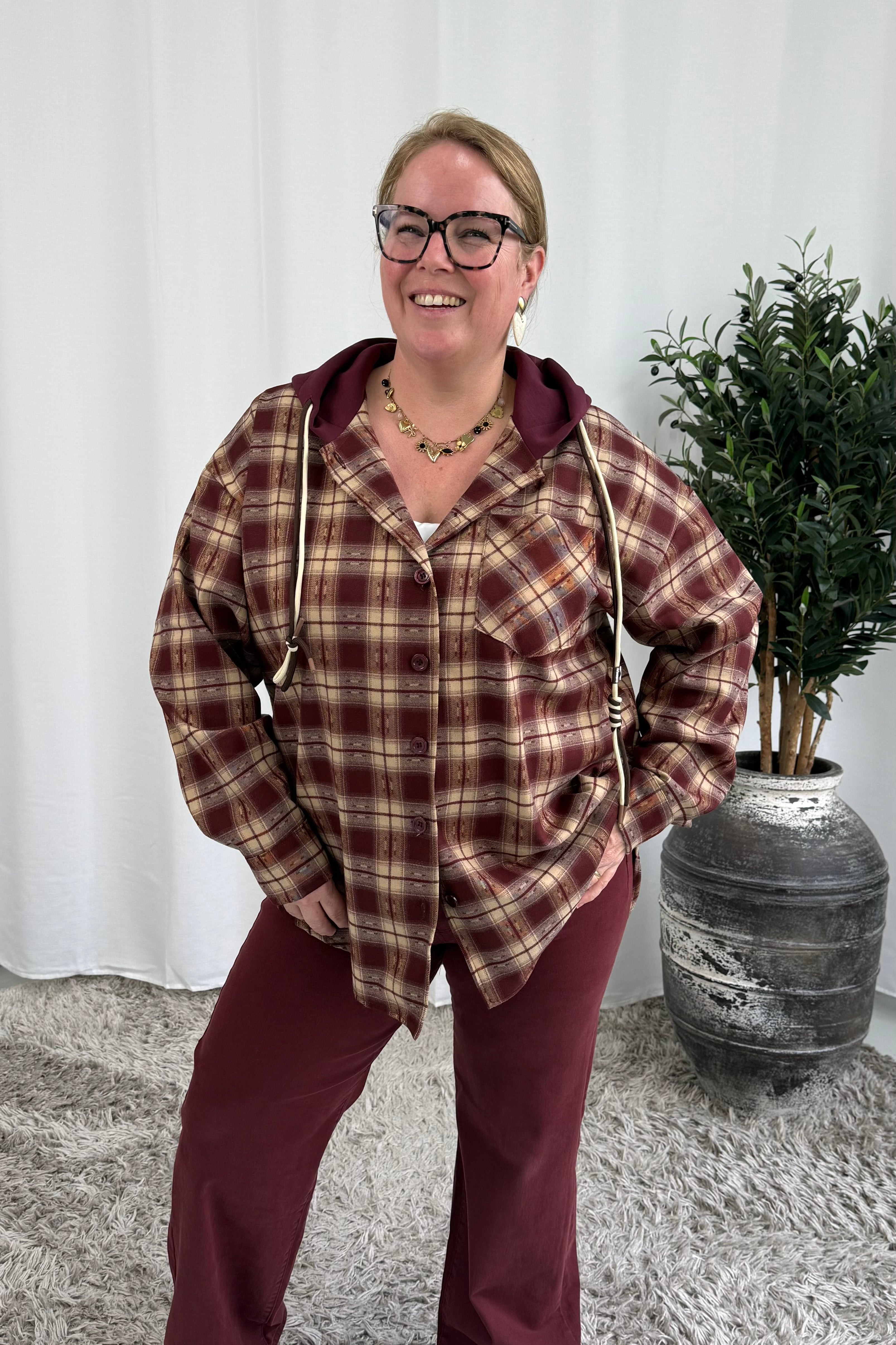 RUIT BLOUSE/JASJE MET CAPUCHON BURGUNDY