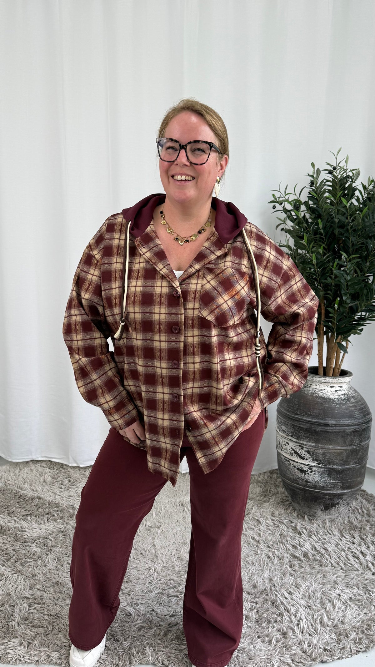 RUIT BLOUSE/JASJE MET CAPUCHON BURGUNDY
