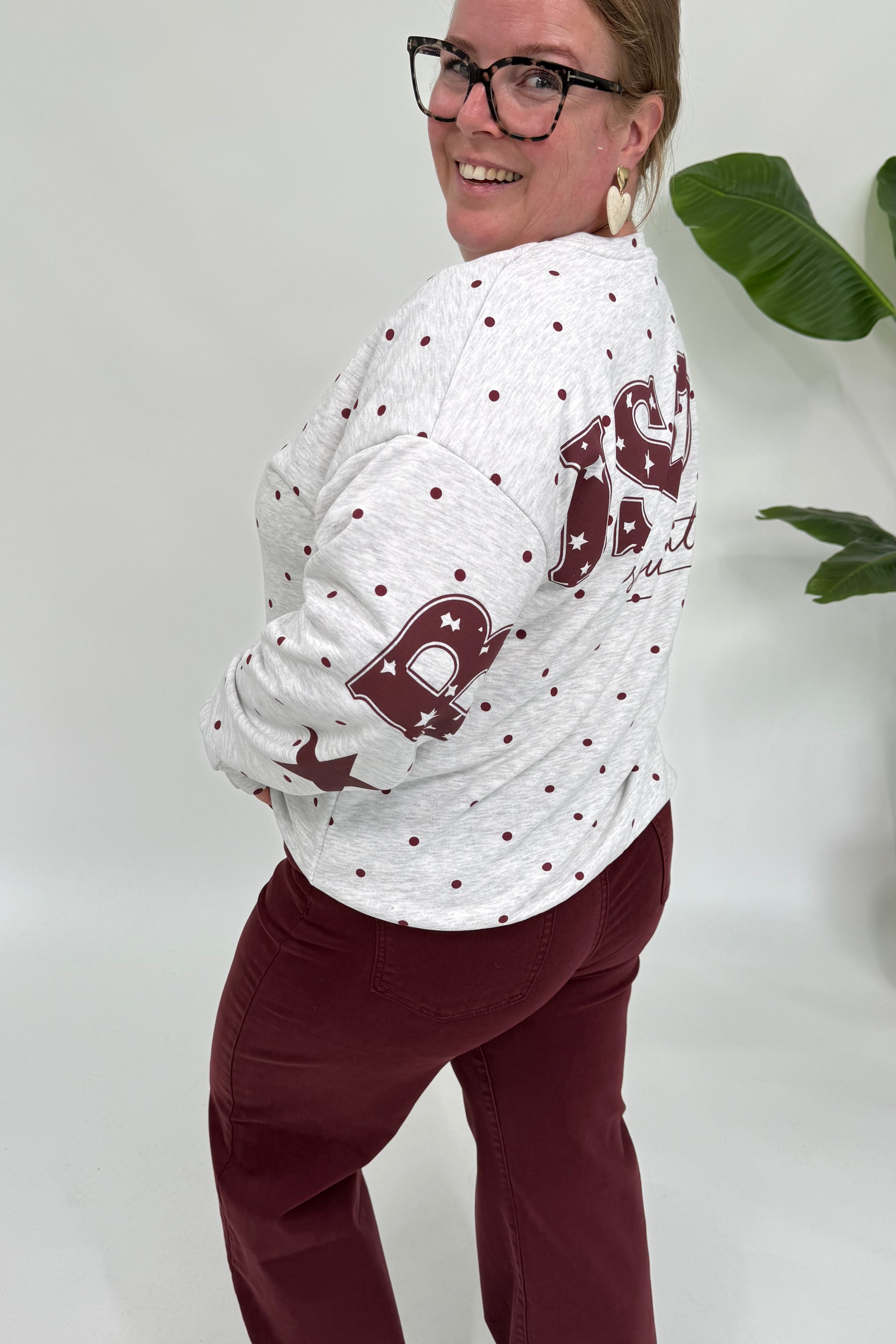 BISOUS DOTS SWEATER GRIJS