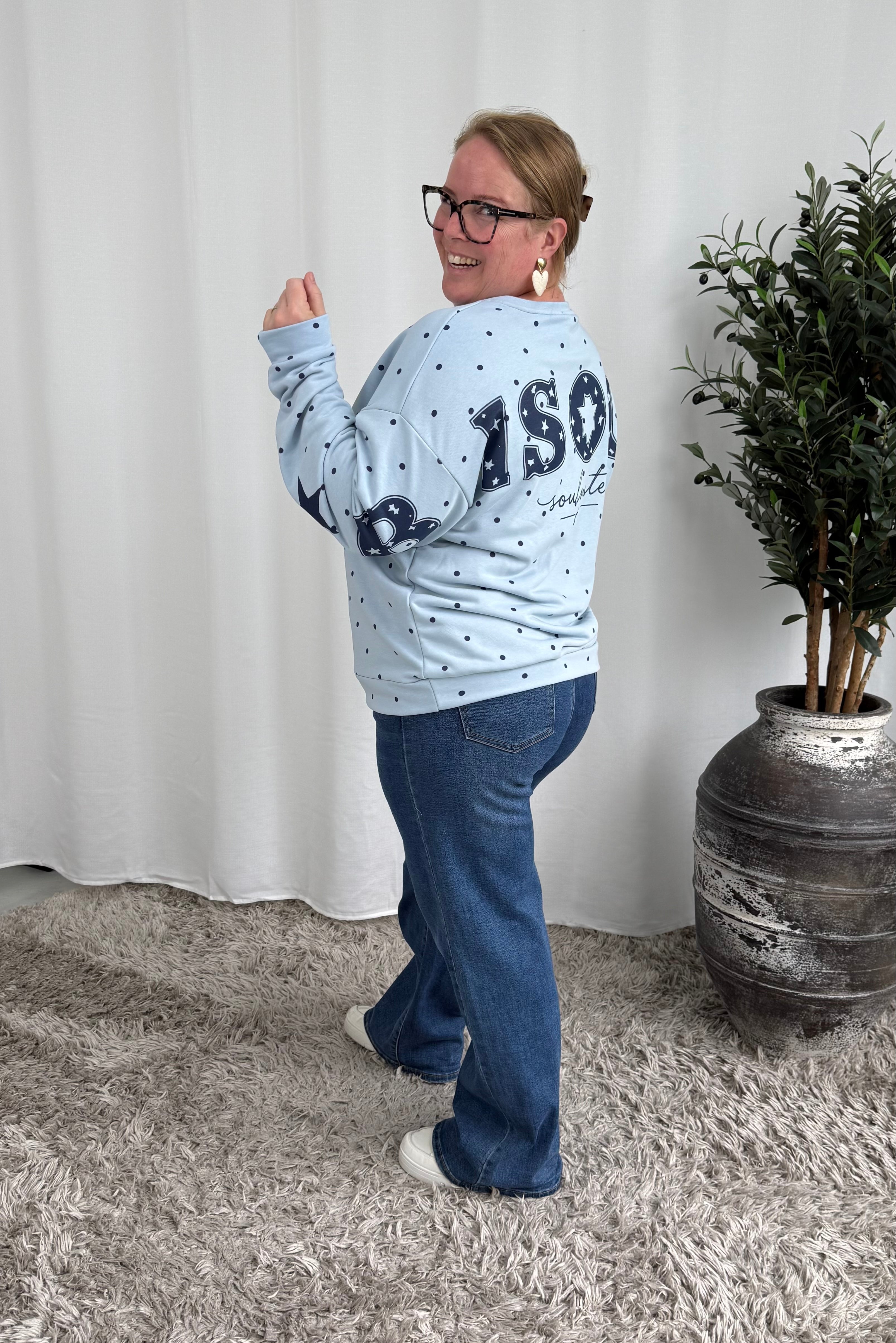 BISOUS DOTS SWEATER BLAUW