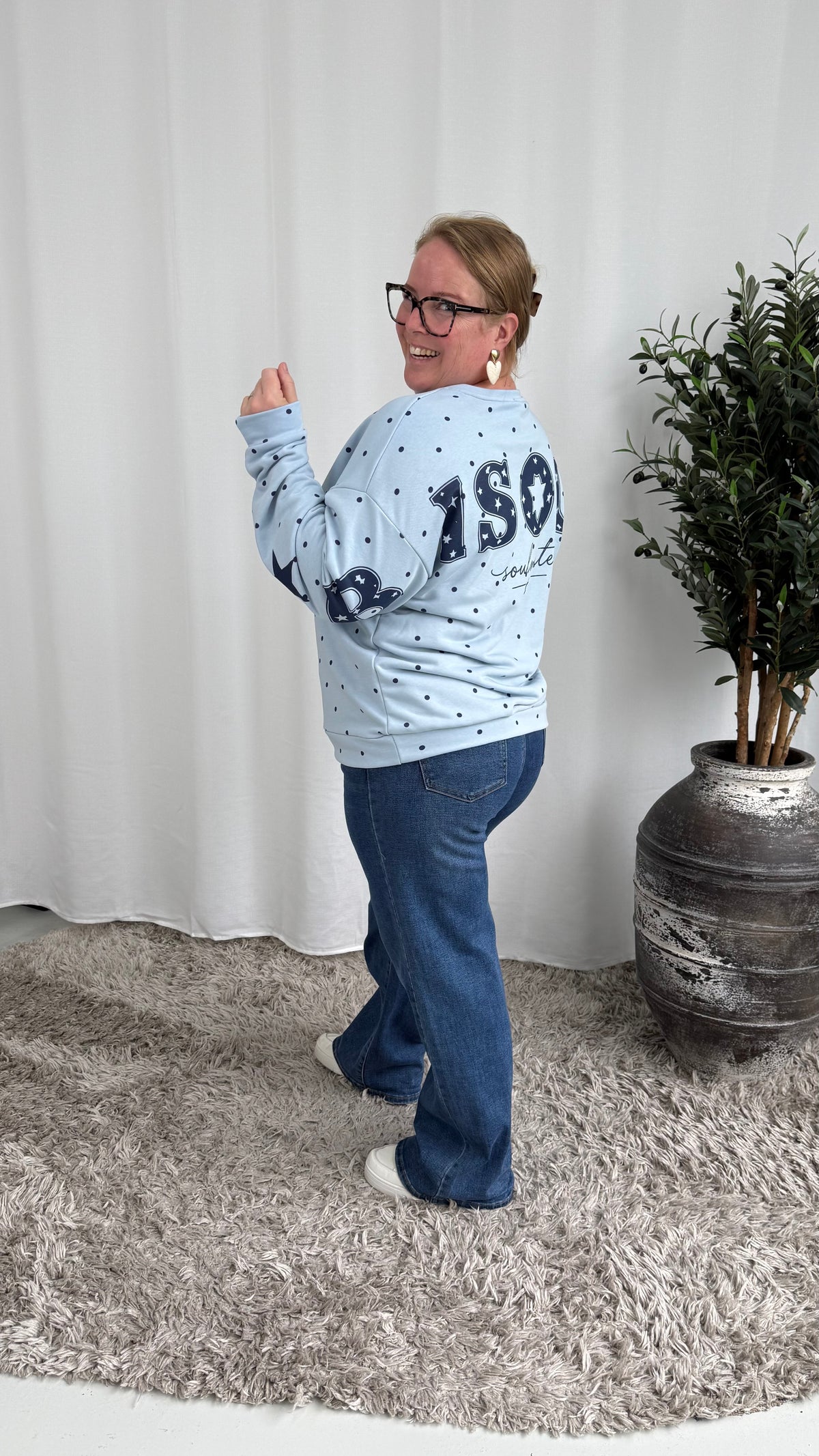BISOUS DOTS SWEATER BLAUW
