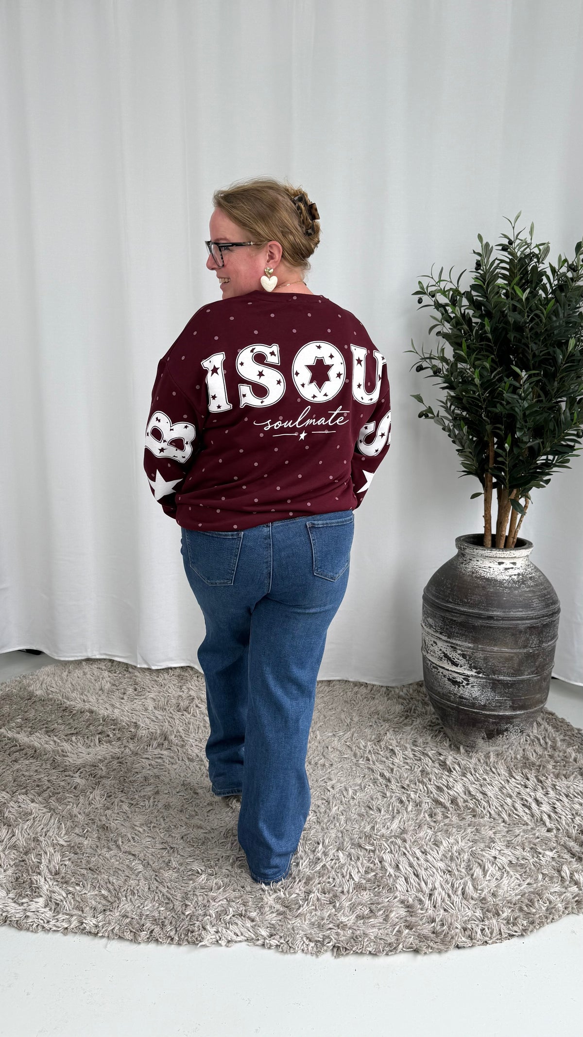 BISOUS DOTS SWEATER BORDEAUX