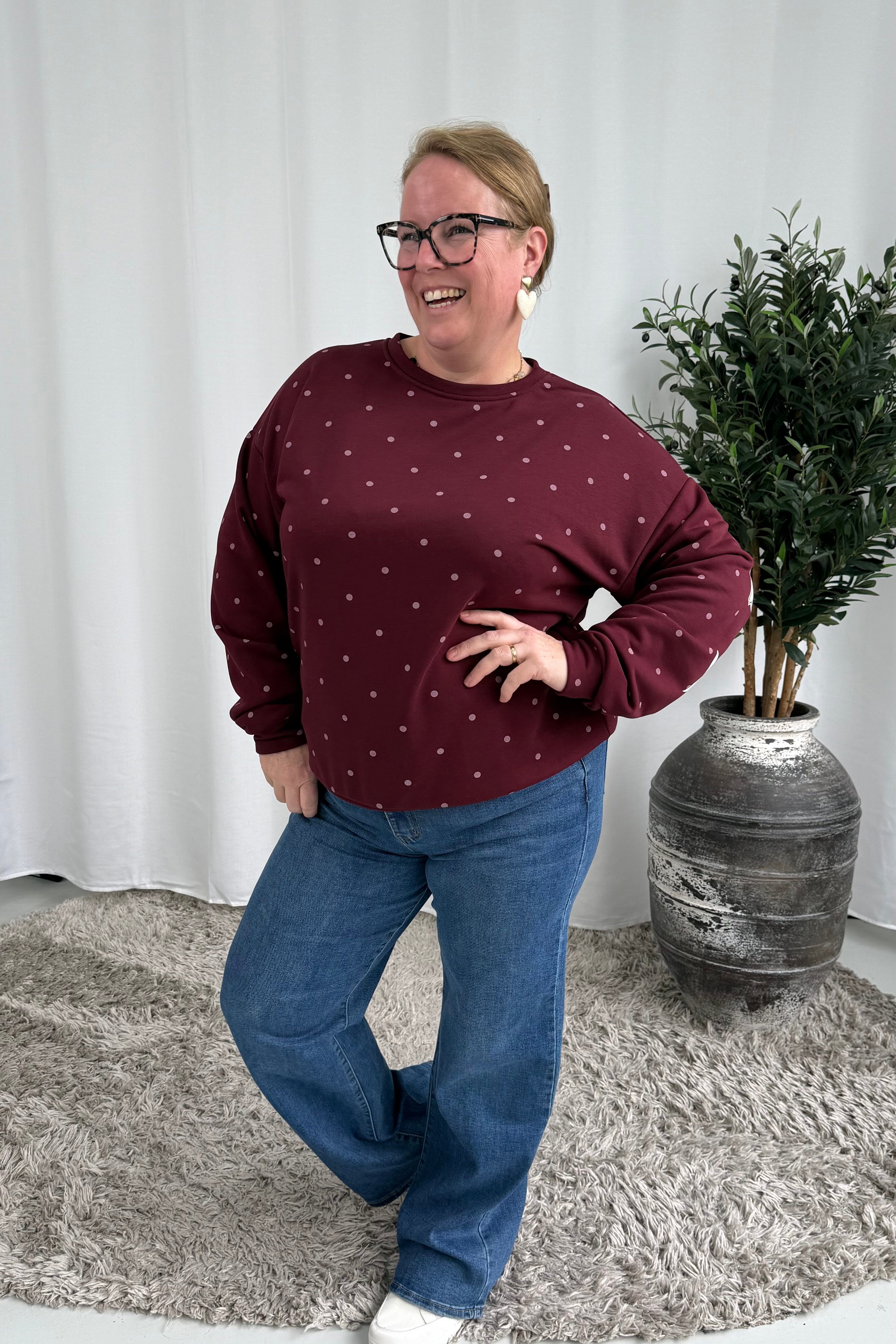 BISOUS DOTS SWEATER BORDEAUX