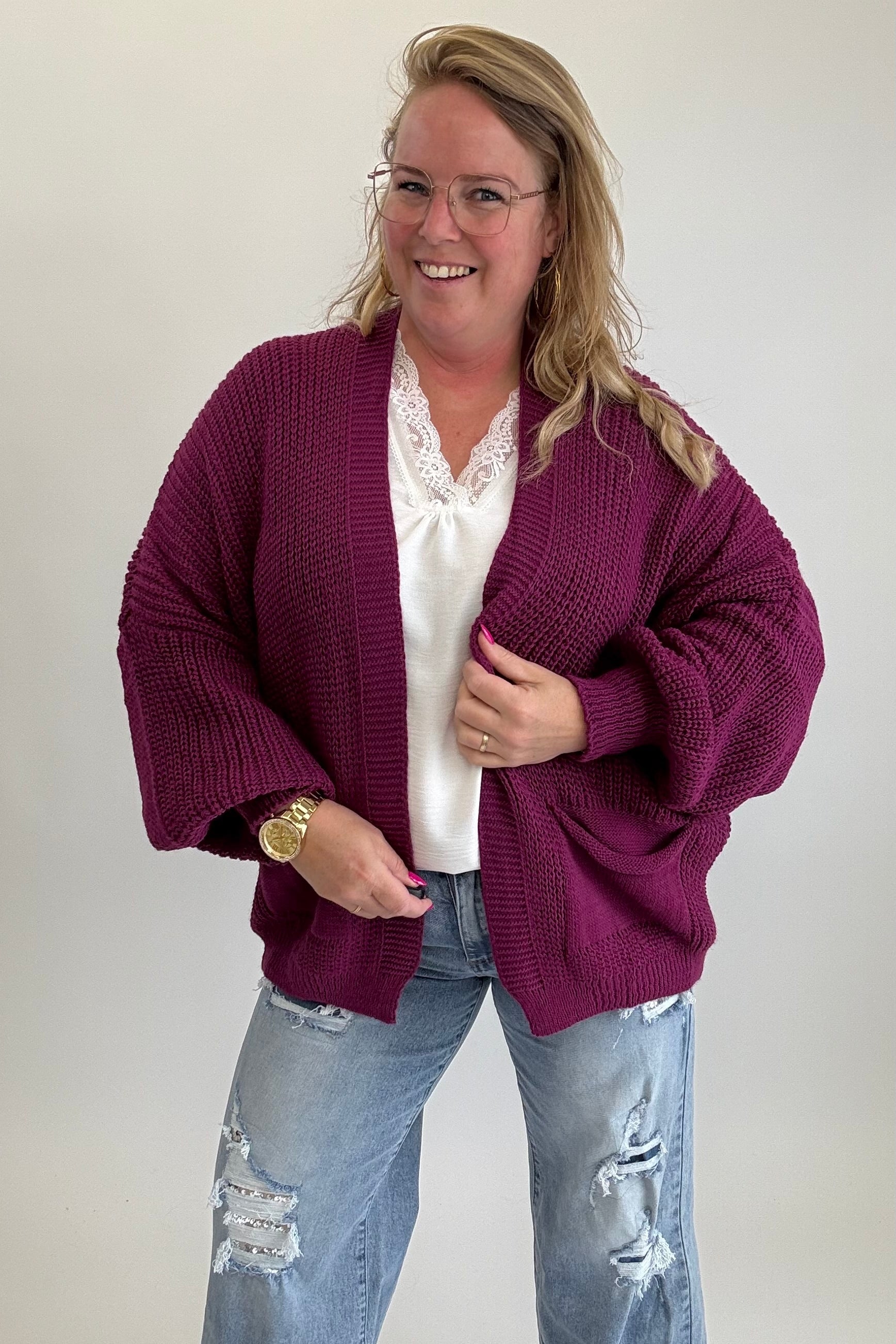VEST NIVA KORT LINNIES AUBERGINE