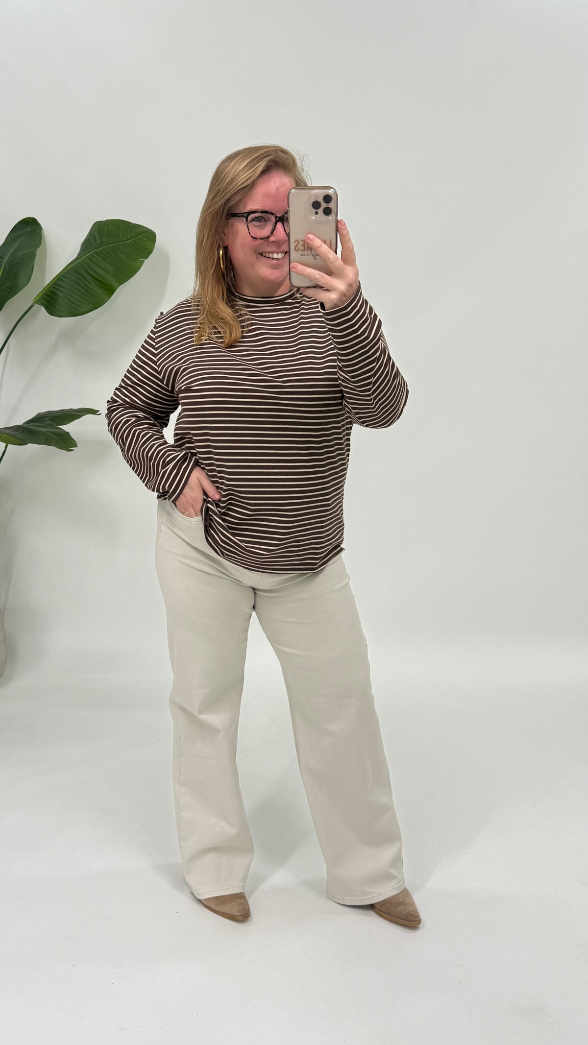STREEPJES LONGSLEEVE LINNIES THE LABEL ESPRESSO/BEIGE