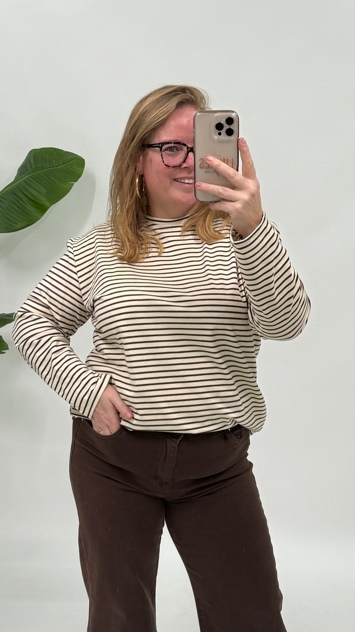 STREEPJES LONGSLEEVE LINNIES THE LABEL BEIGE/ESPRESSO