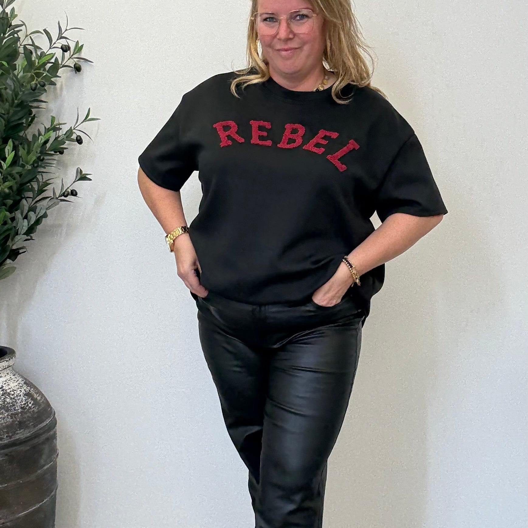 GOODIES WIDE LEGG LEATHER LOOK  - DJ2686