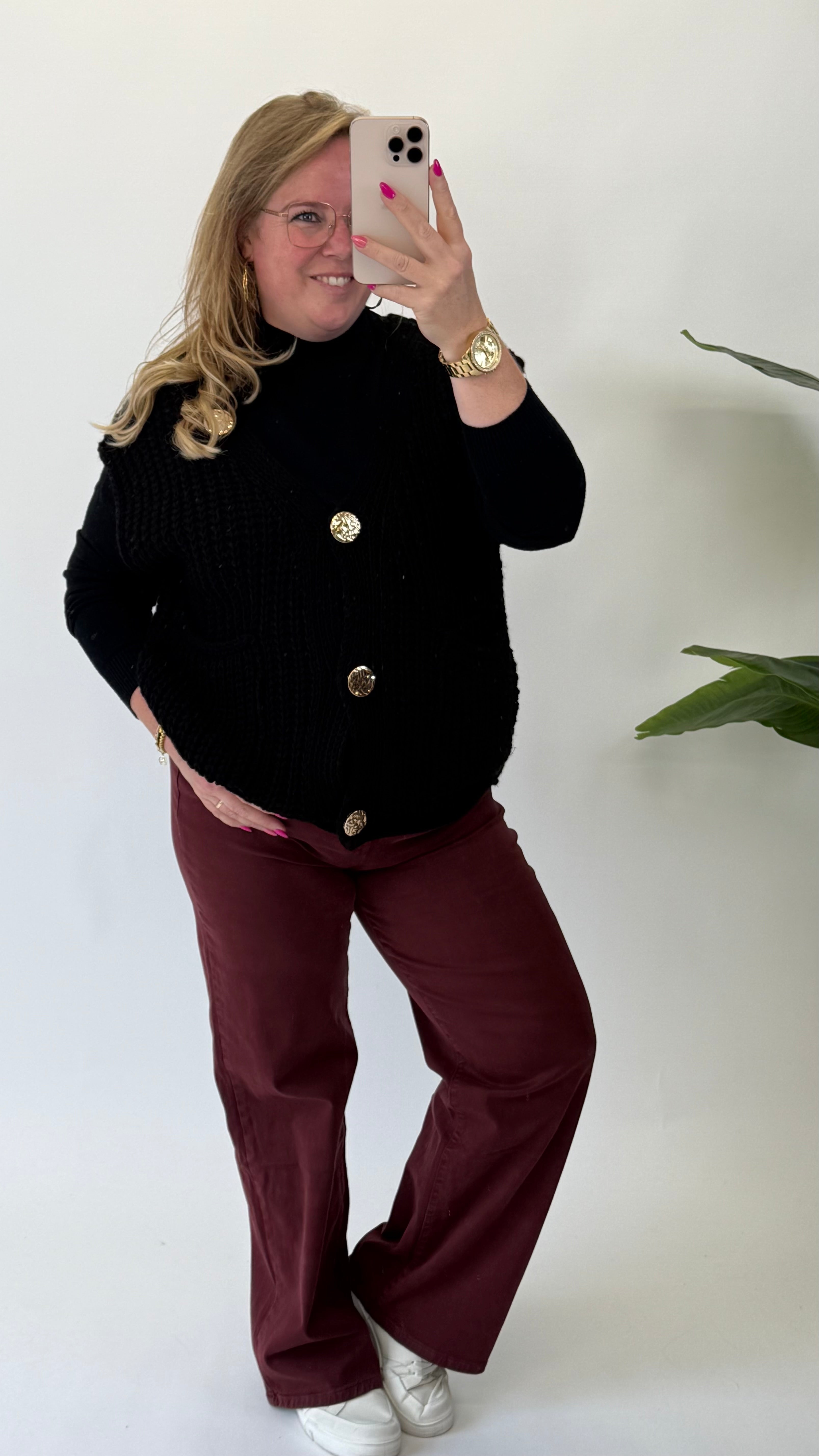 GOODIES JEANS WIDE LEGG BORDEAUX  - DJ2498-15