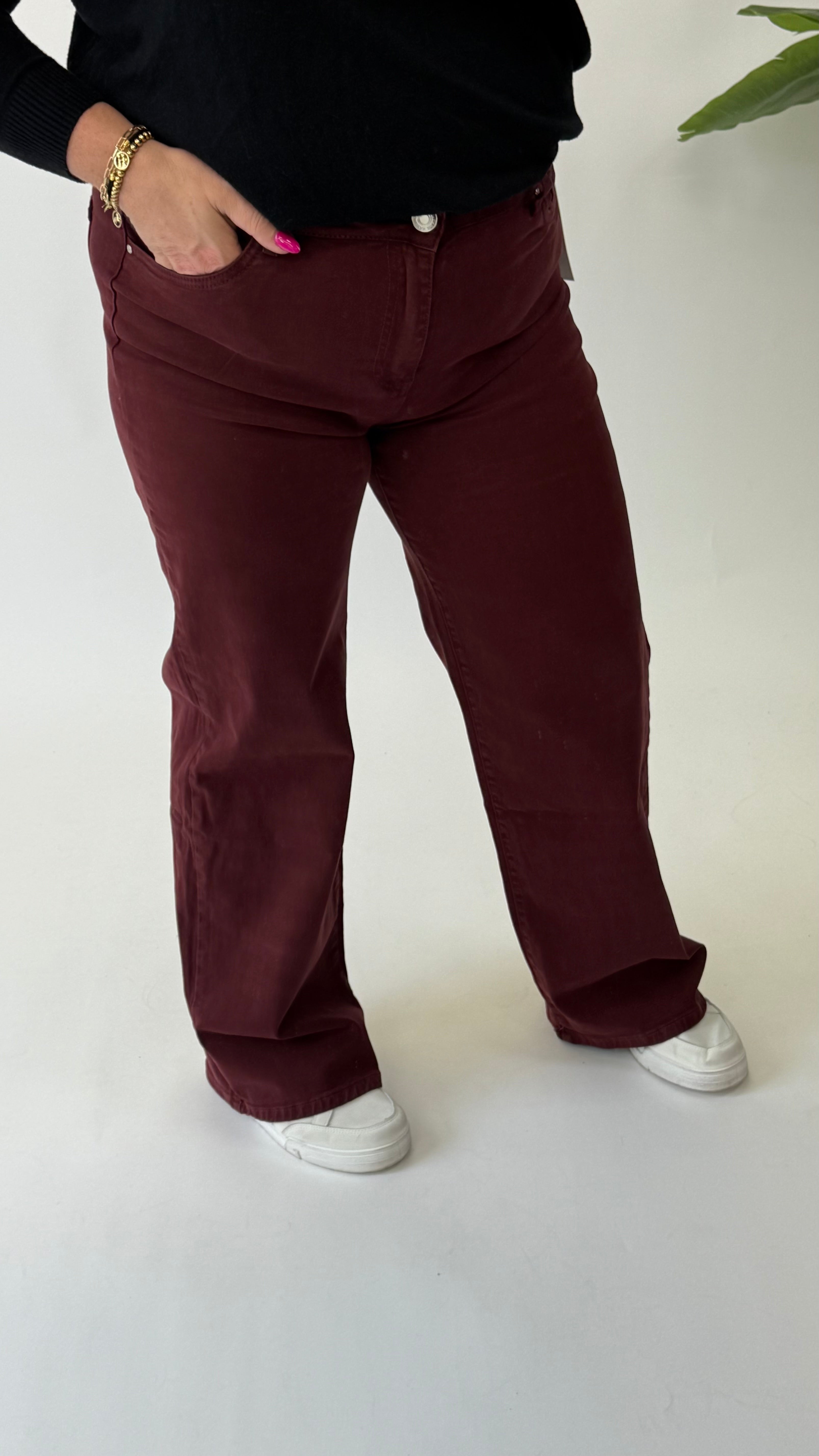 GOODIES JEANS WIDE LEGG BORDEAUX  - DJ2498-15