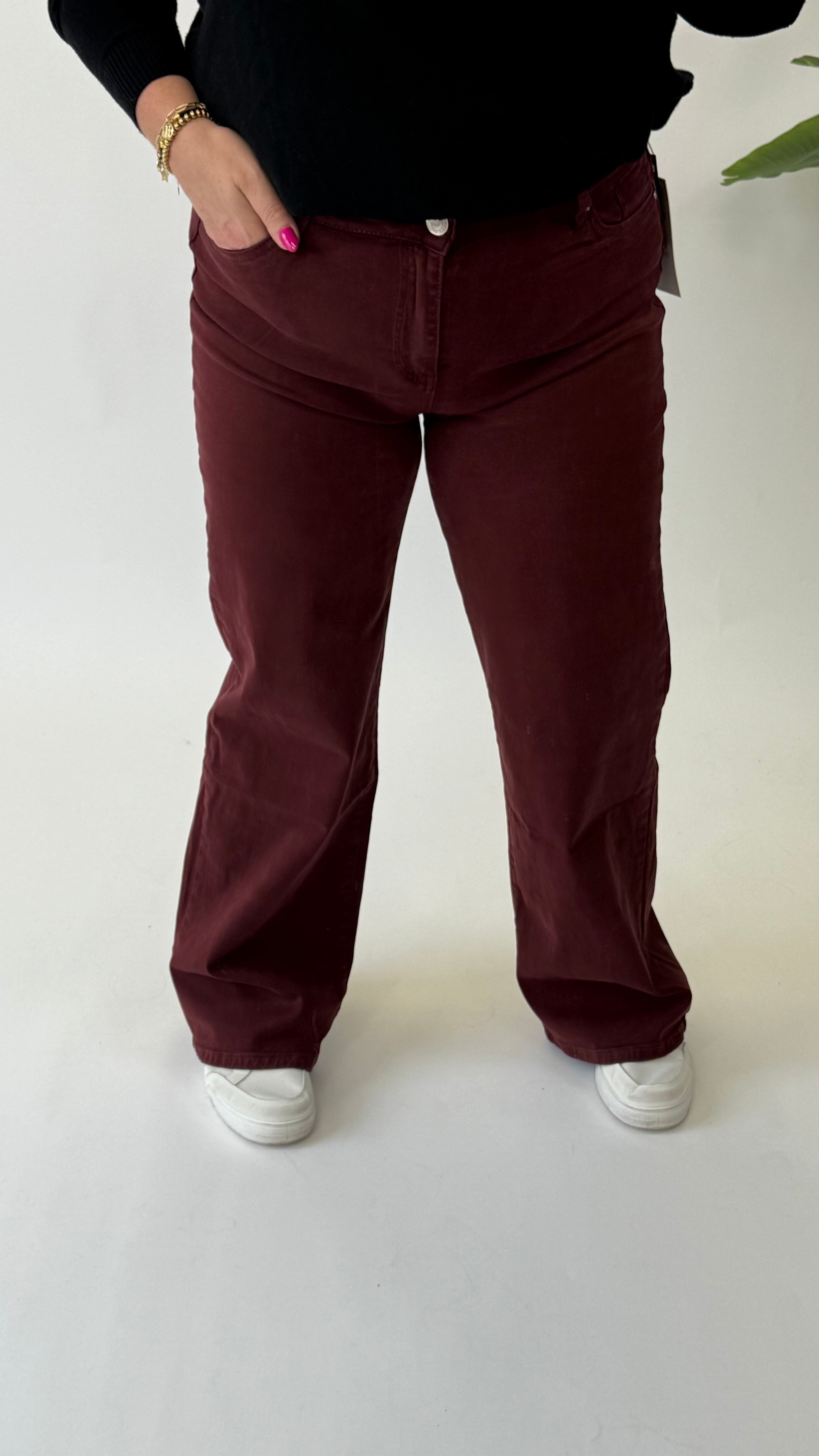 GOODIES JEANS WIDE LEGG BORDEAUX  - DJ2498-15