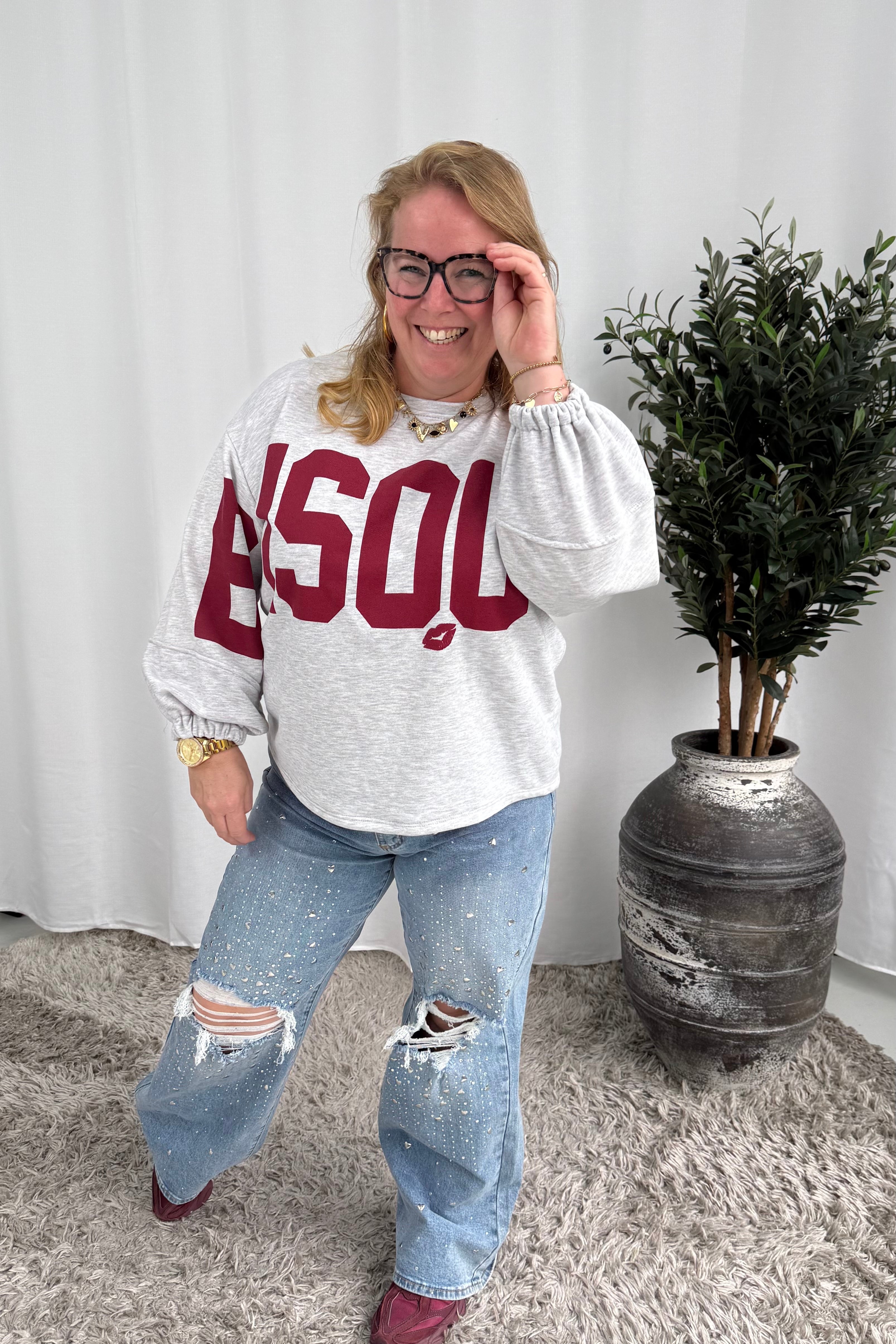 BISOUS SWEATER GRIJS