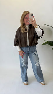 LEATHER LOOK JACKET - 1706