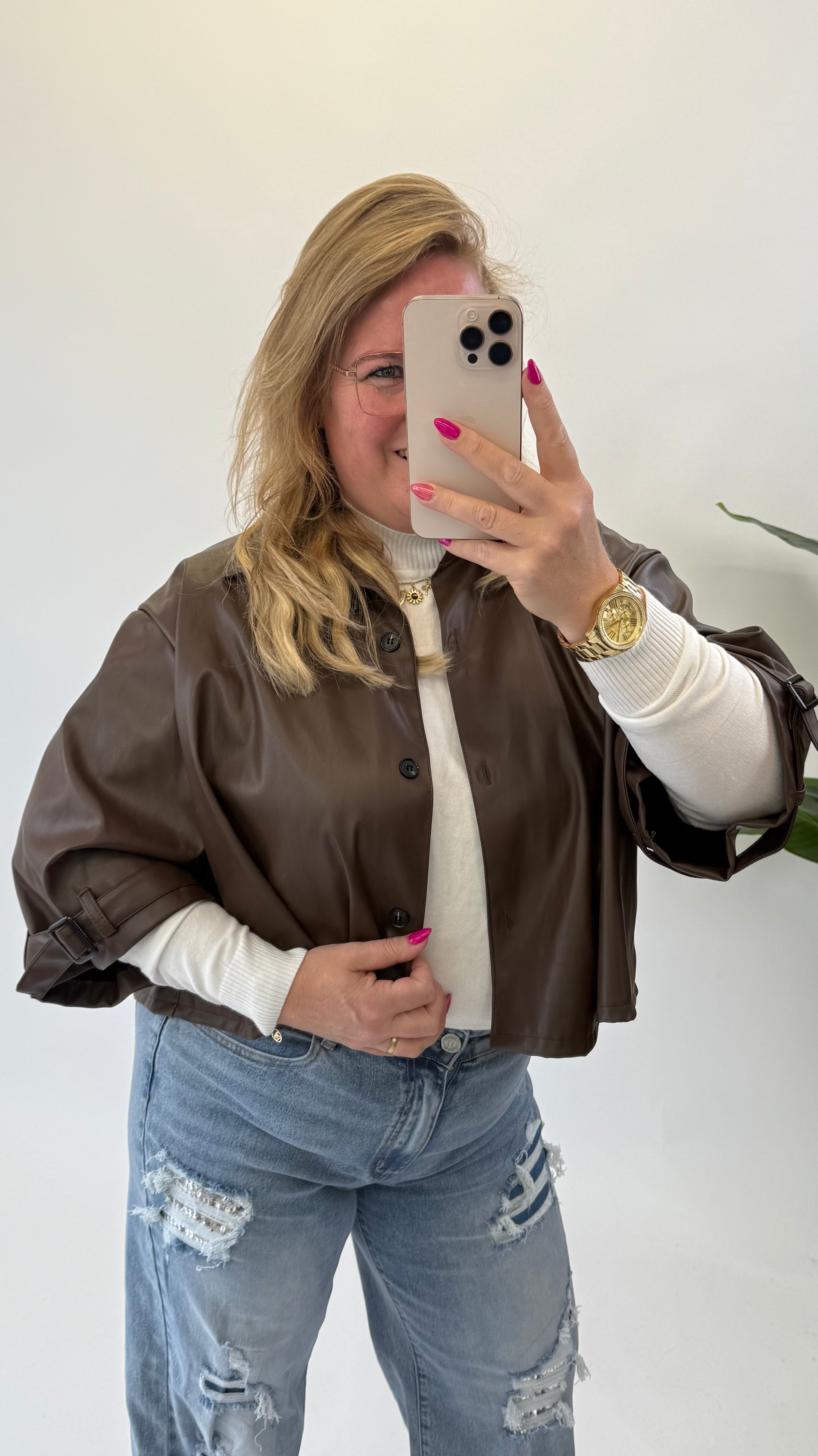 LEATHER LOOK JACKET - 1706