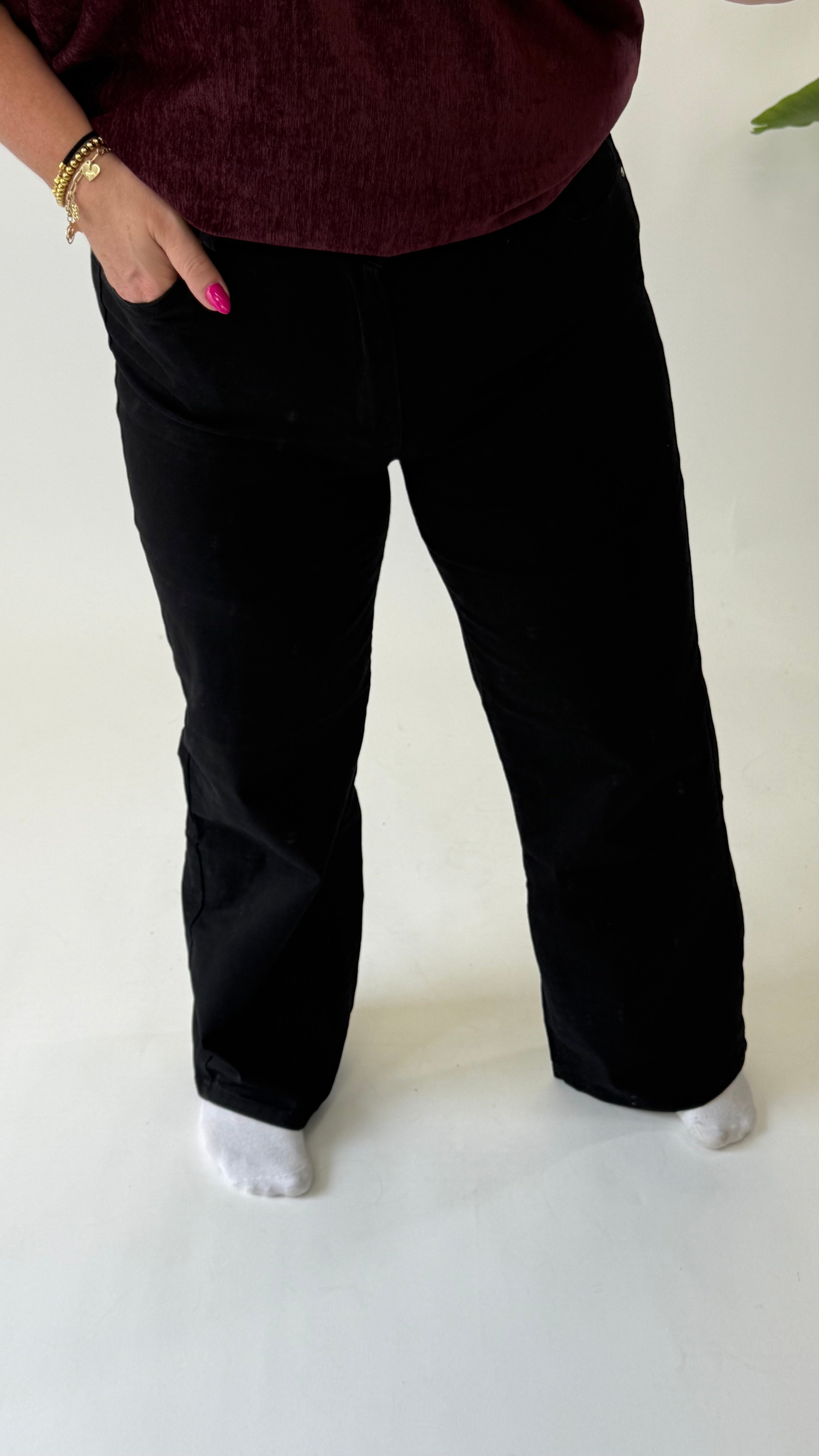 GOODIES JEANS WIDE LEGG ZWART - DJ2498-1