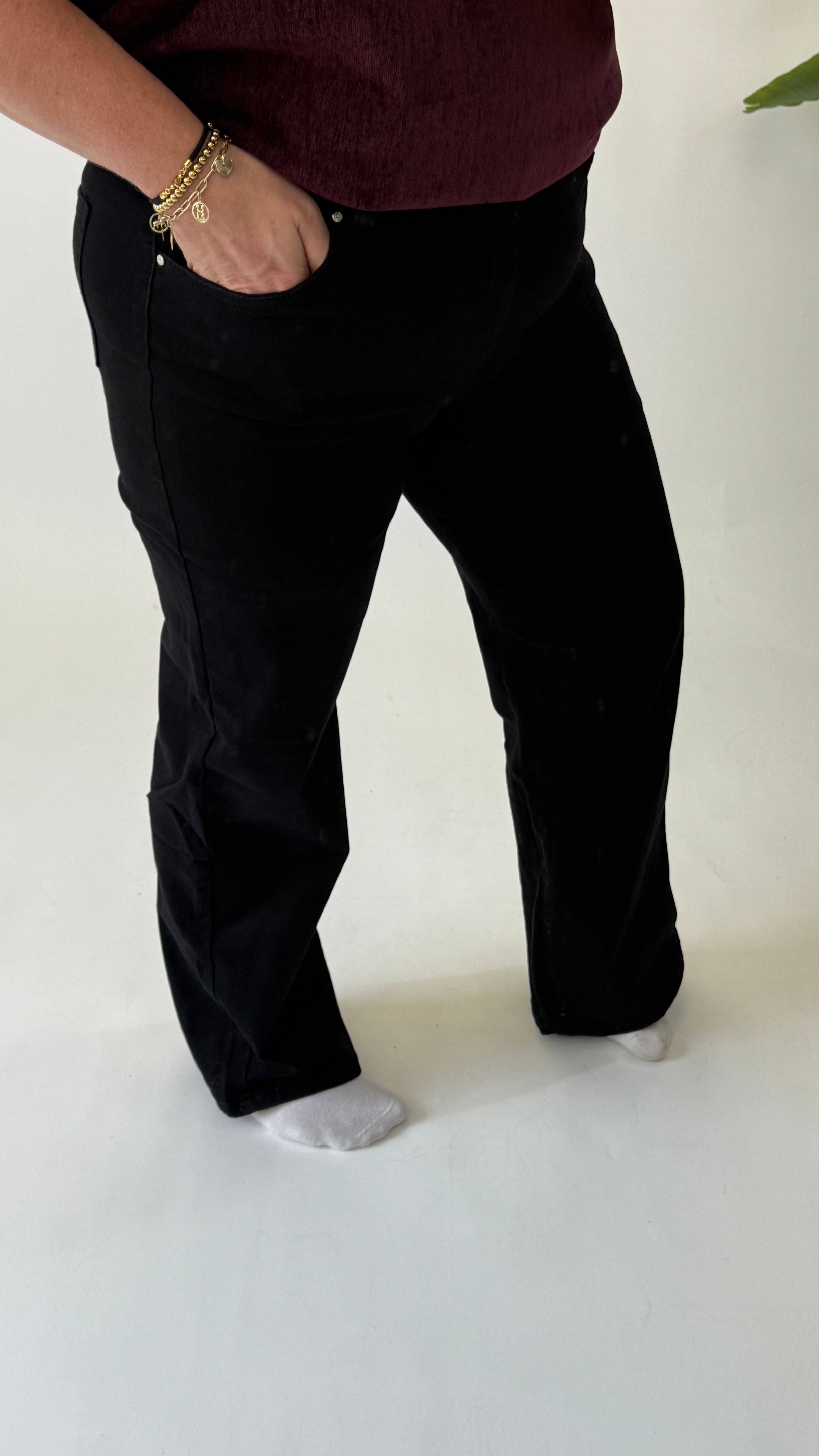 GOODIES JEANS WIDE LEGG ZWART - DJ2498-1